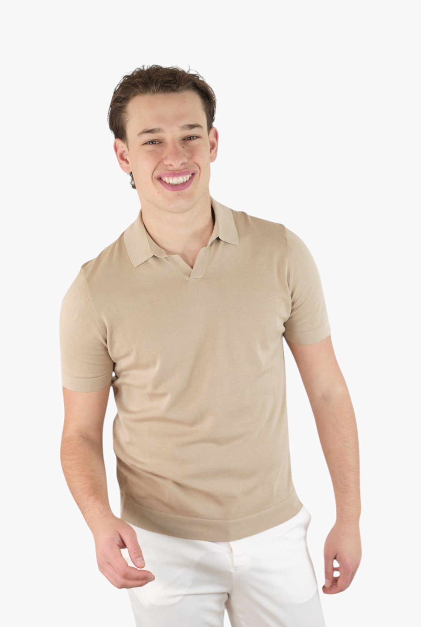 Polo Maniche Corte Cotone Frosted Beige - Guarino Store