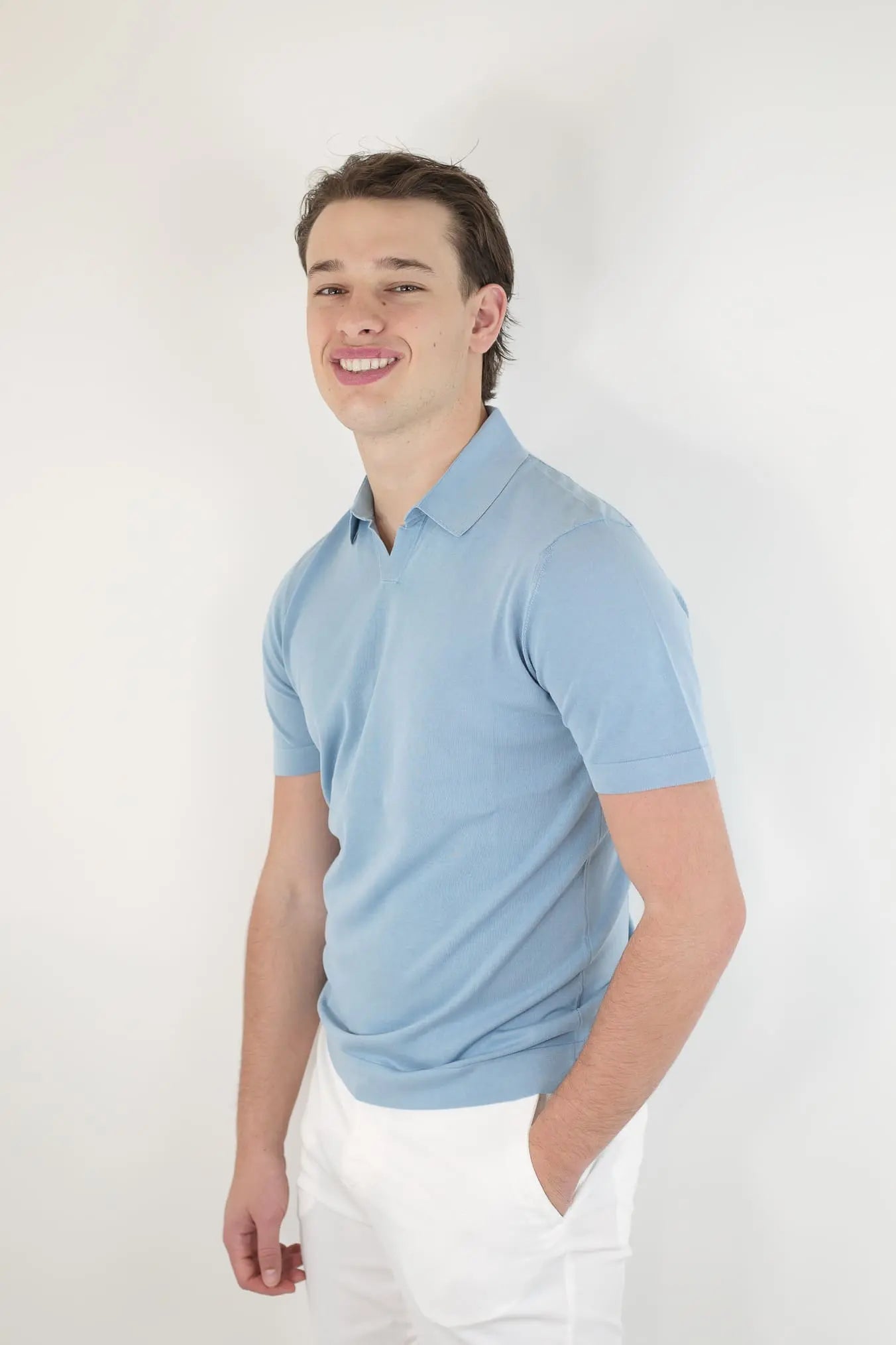 Polo Maniche Corte Cotone Frosted Azzurro - Guarino Store