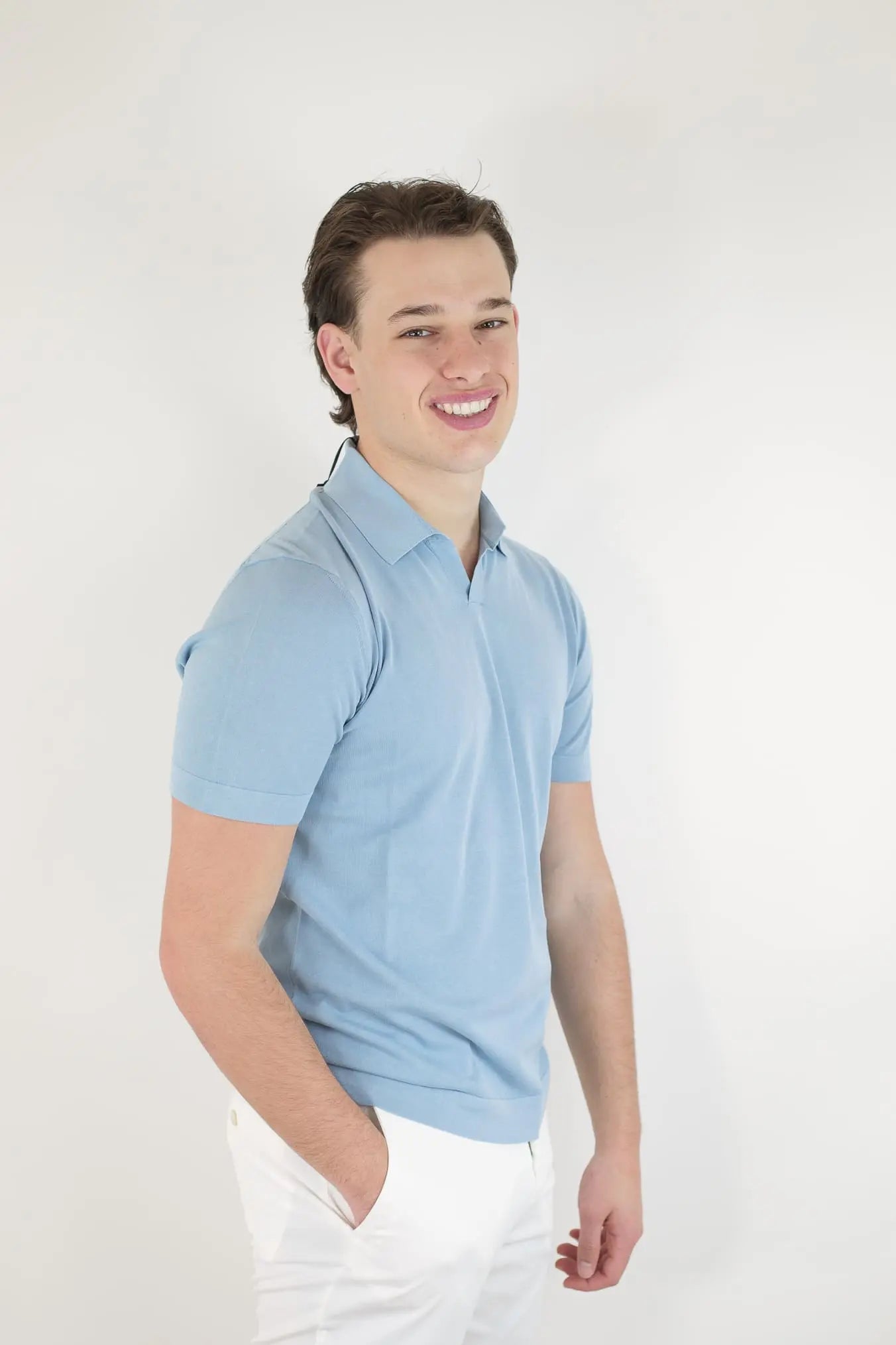 Polo Maniche Corte Cotone Frosted Azzurro - Guarino Store