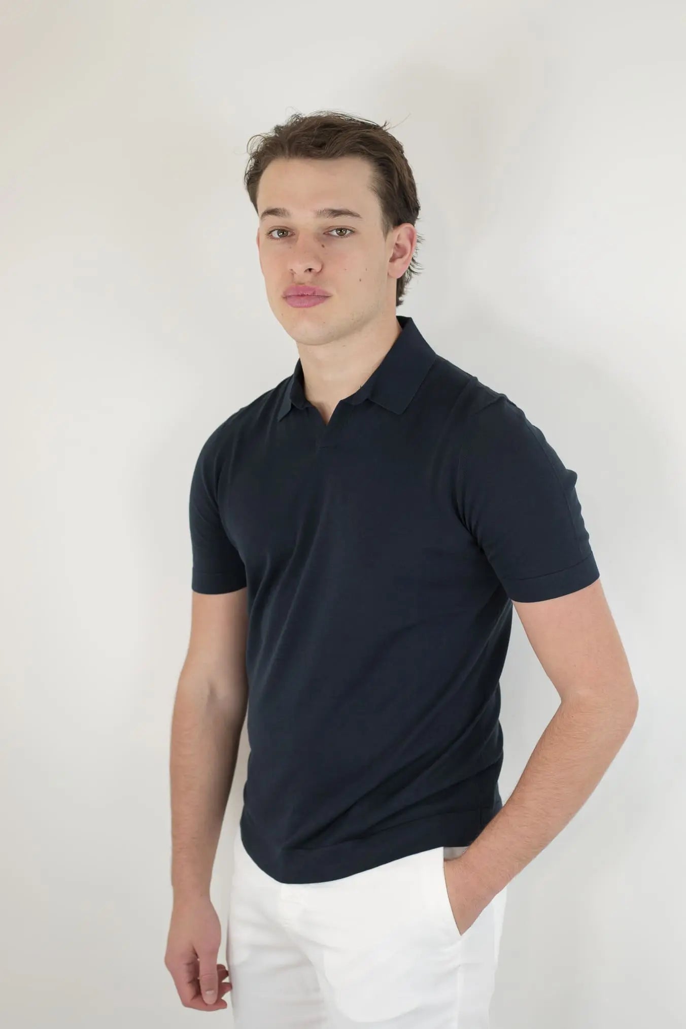Polo Maniche Corte Cotone Frosted Blu Navy - Guarino Store