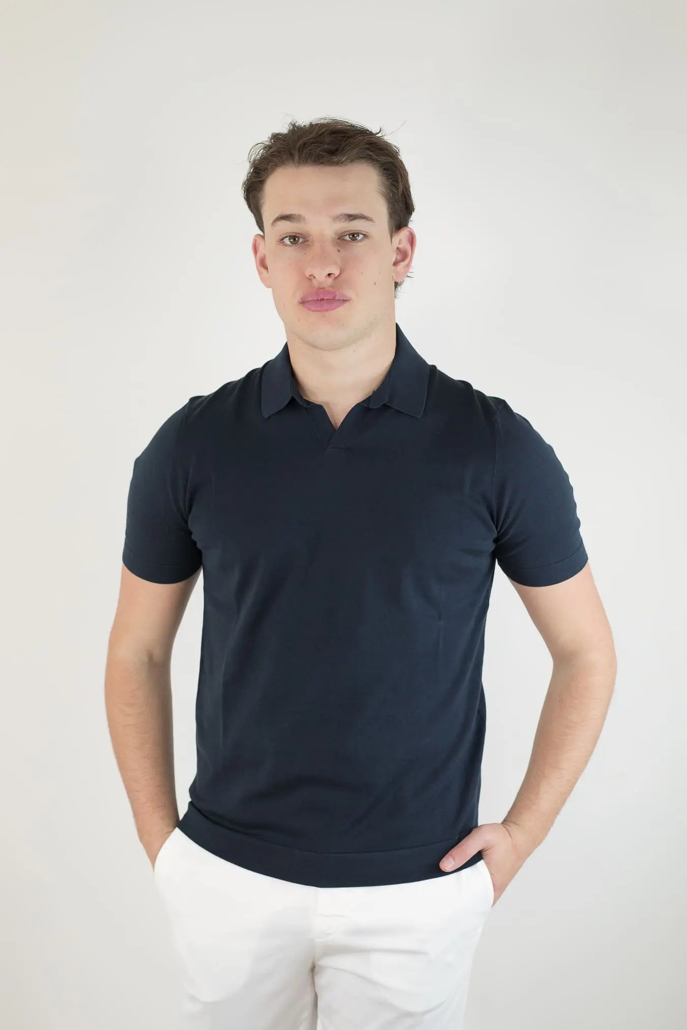Polo Maniche Corte Cotone Frosted Blu Navy - Guarino Store