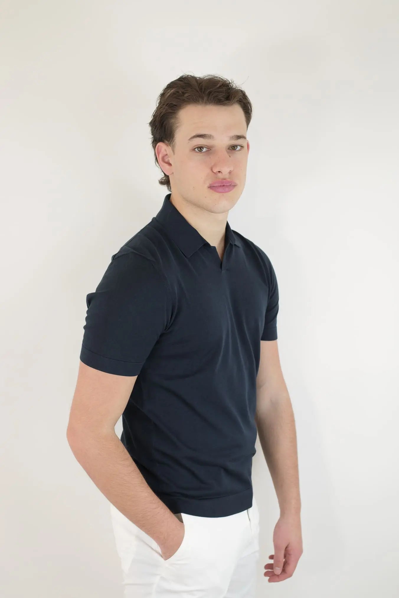 Polo Maniche Corte Cotone Frosted Blu Navy - Guarino Store