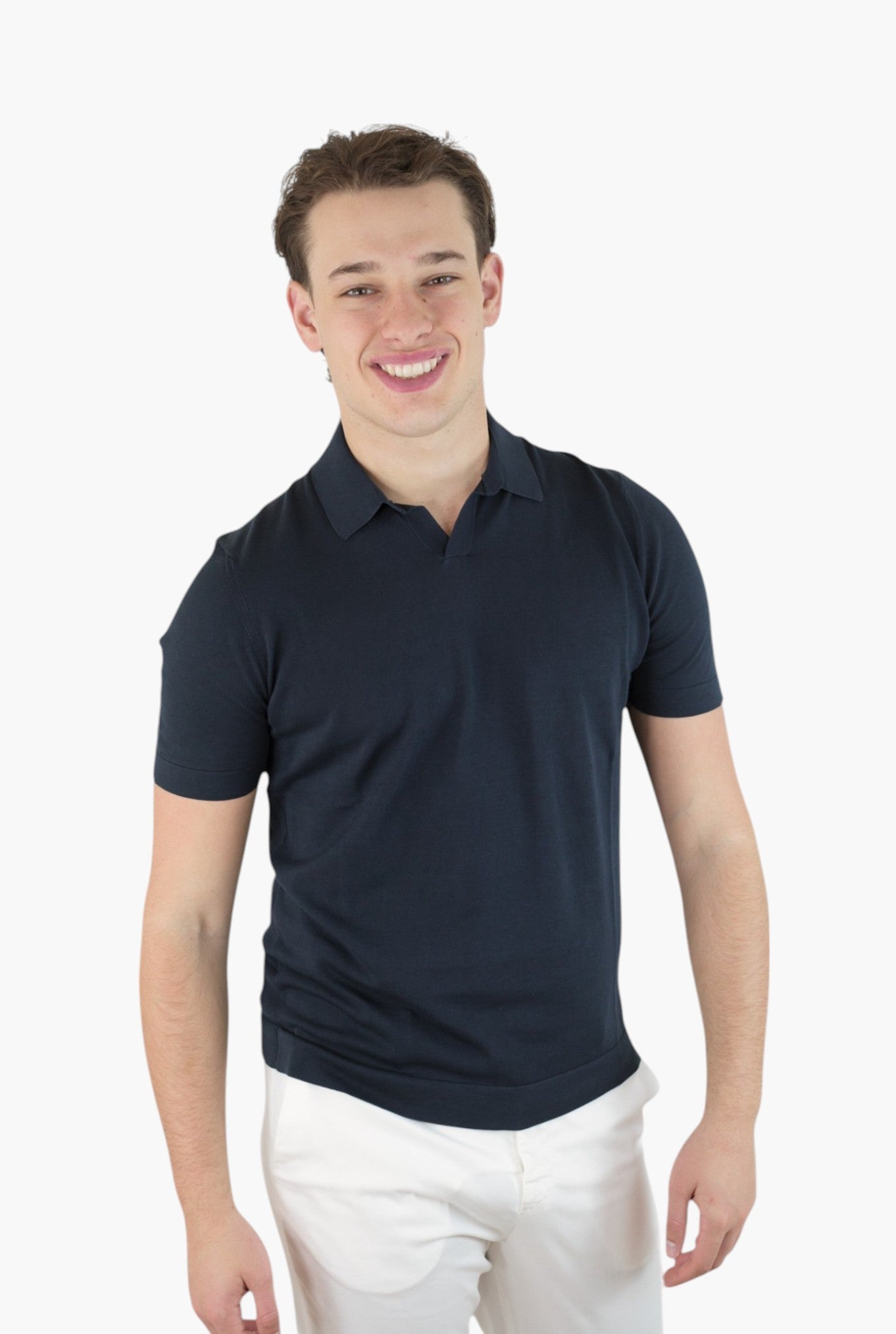 Polo Maniche Corte Cotone Frosted Blu Navy - Guarino Store