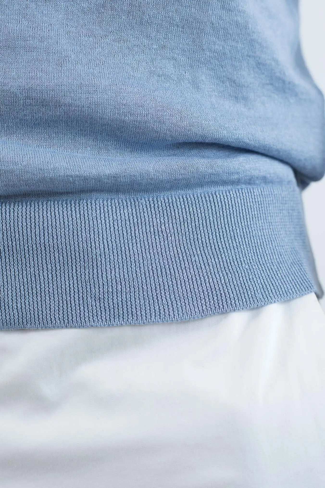 DRUMOHR Girocollo Maniche Corte Cotone Lino Azzurro