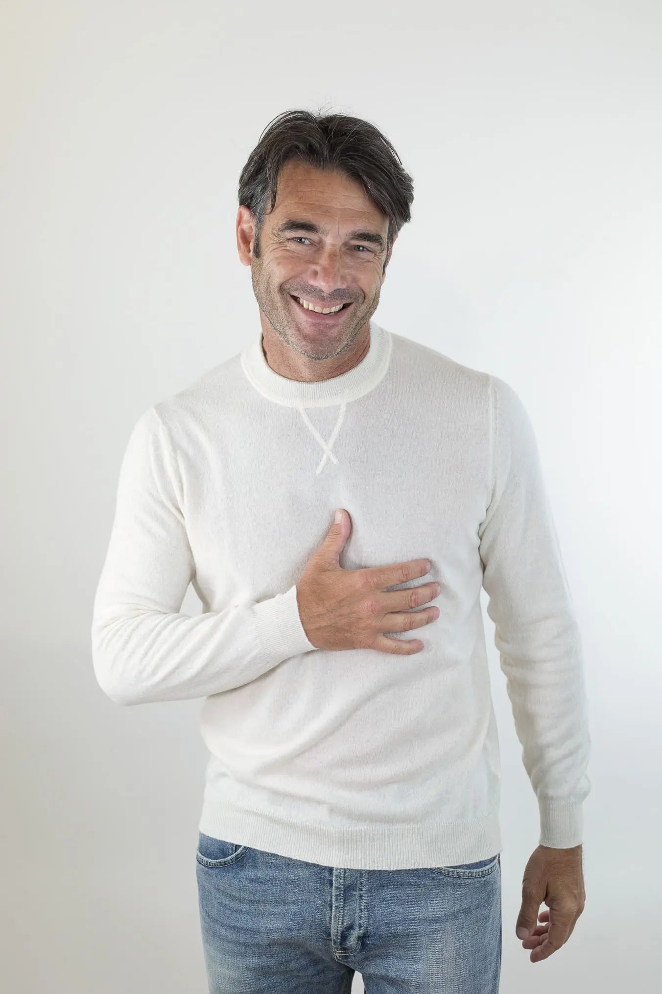 Girocollo David Cashmere e Lino Bicolore - Guarino Store