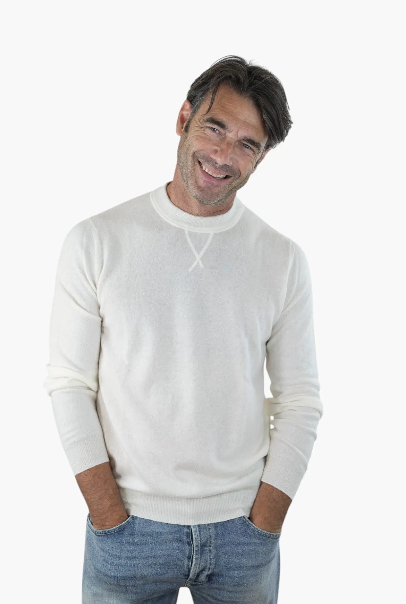 Girocollo David Cashmere e Lino Bicolore - Guarino Store