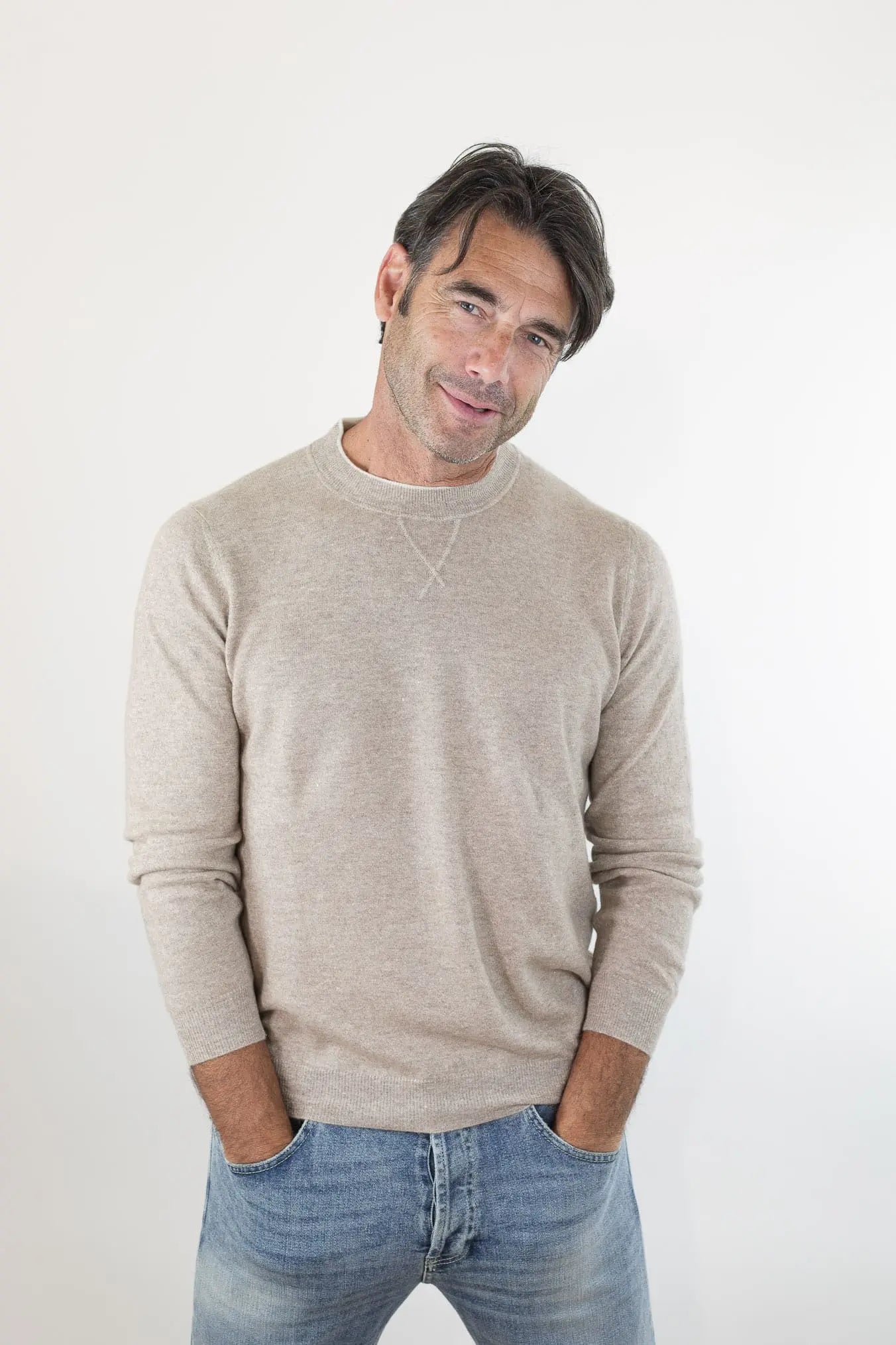 Girocollo David Cashmere e Lino Bicolore - Guarino Store