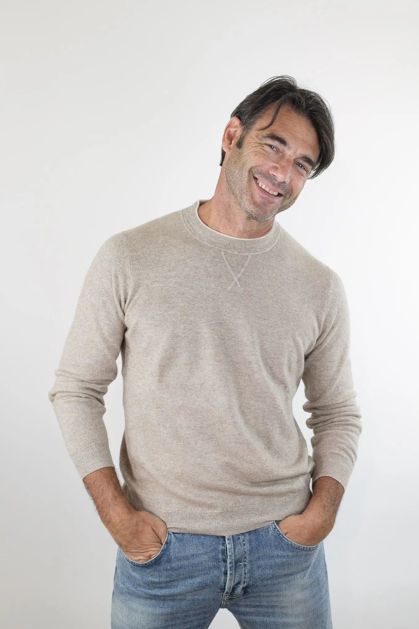 Girocollo David Cashmere e Lino Bicolore - Guarino Store