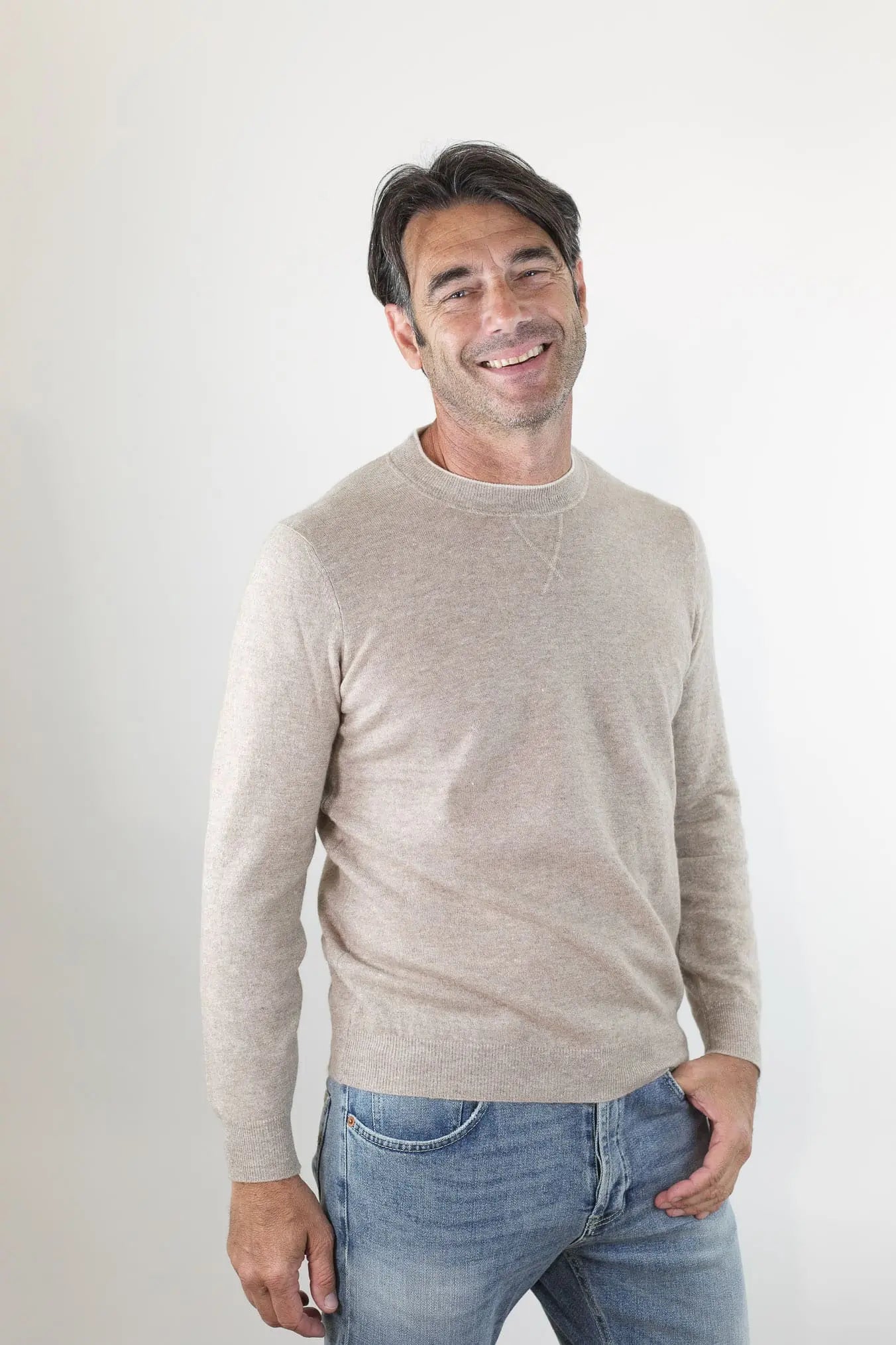 Girocollo David Cashmere e Lino Bicolore - Guarino Store