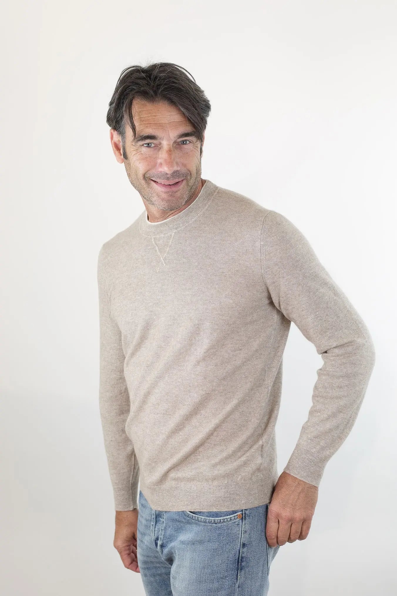 Girocollo David Cashmere e Lino Bicolore - Guarino Store