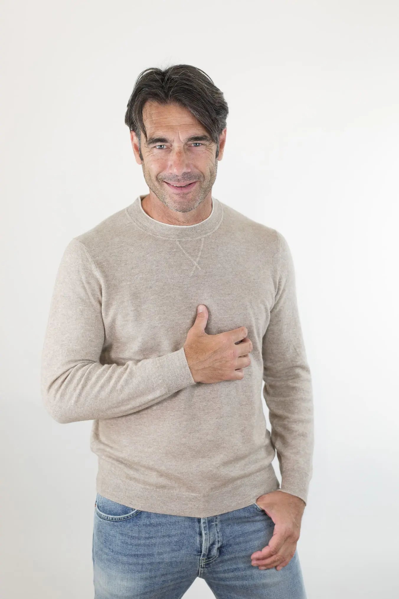 Girocollo David Cashmere e Lino Bicolore - Guarino Store
