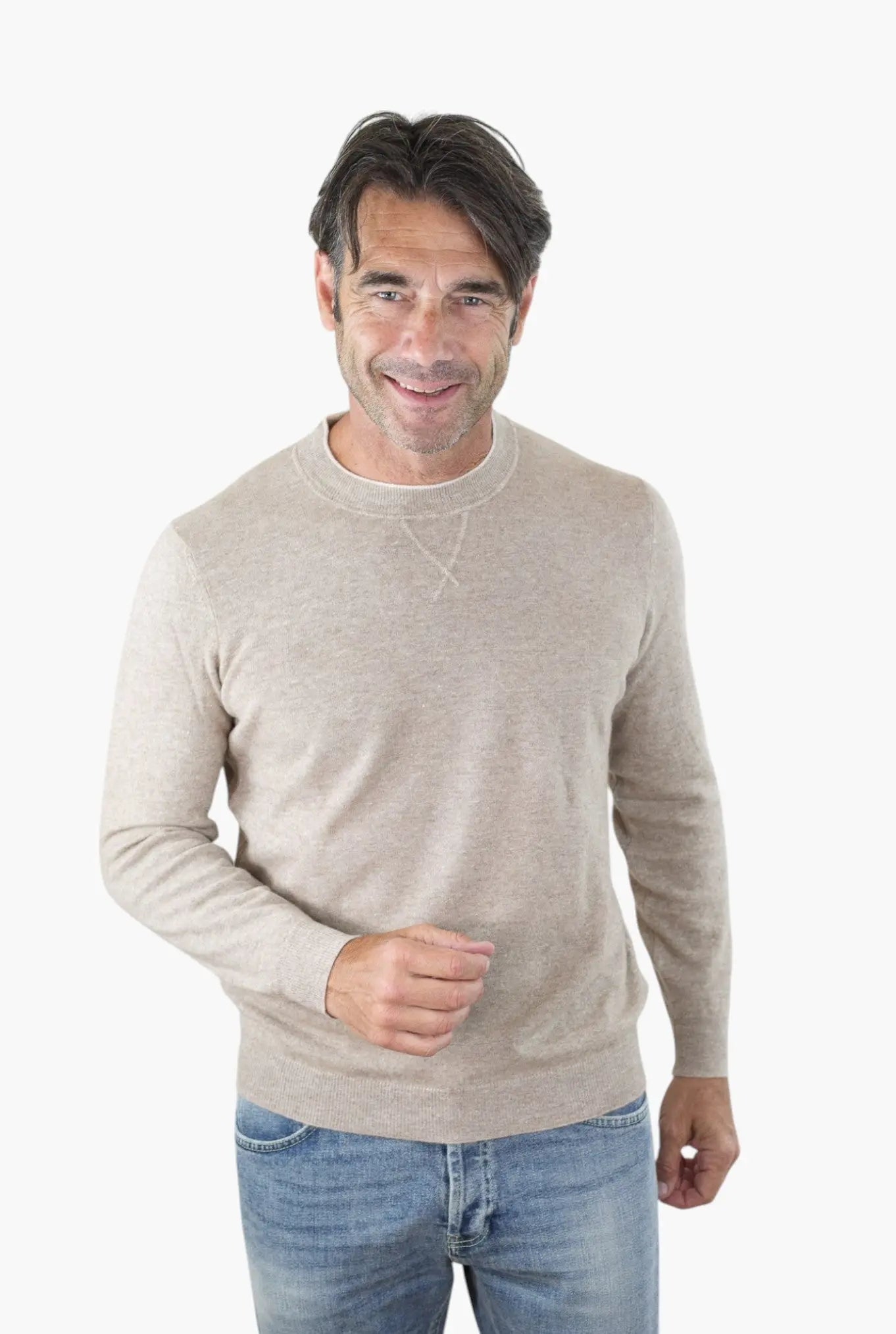 Girocollo David Cashmere e Lino Bicolore - Guarino Store