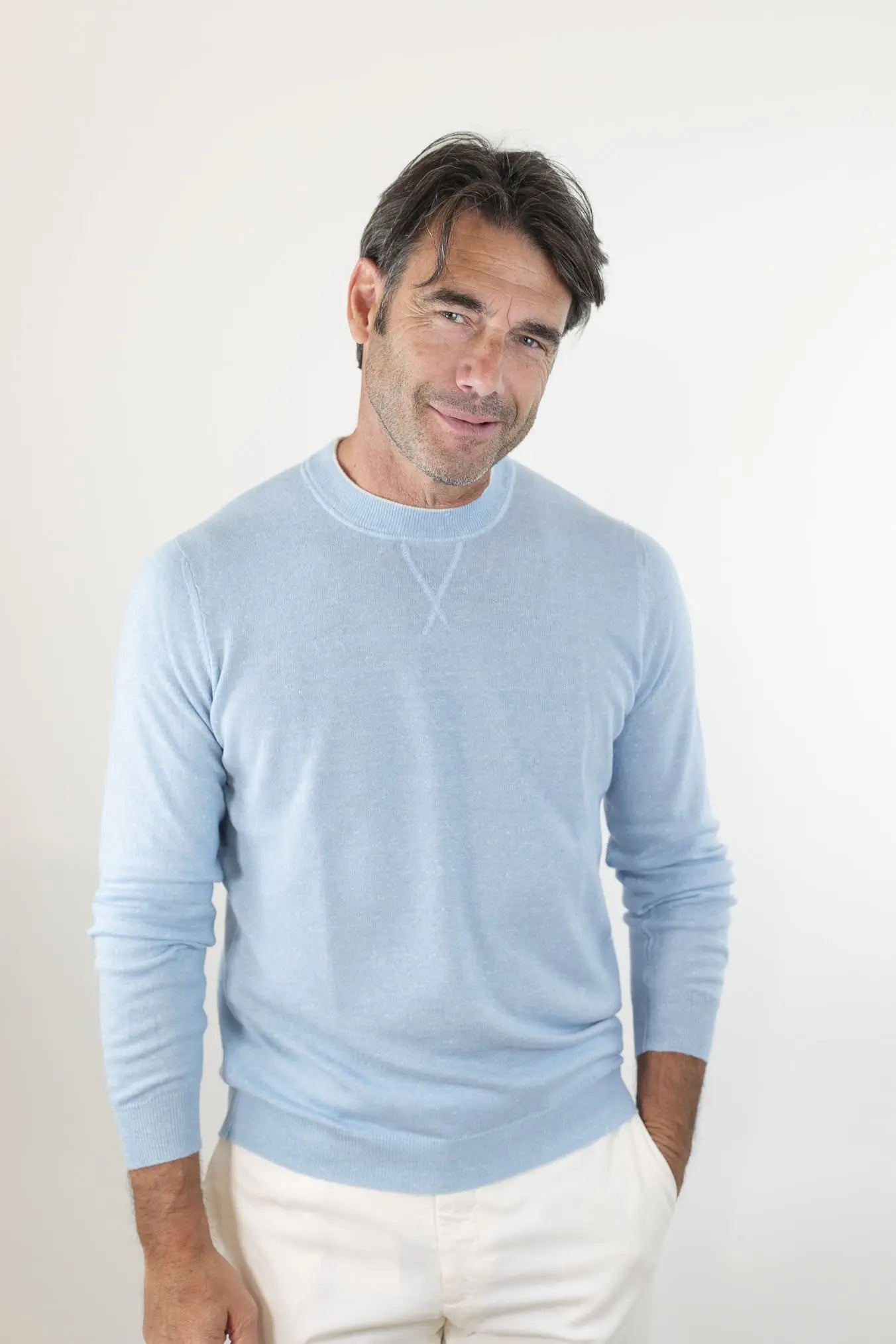 Girocollo David Cashmere e Lino Bicolore - Guarino Store