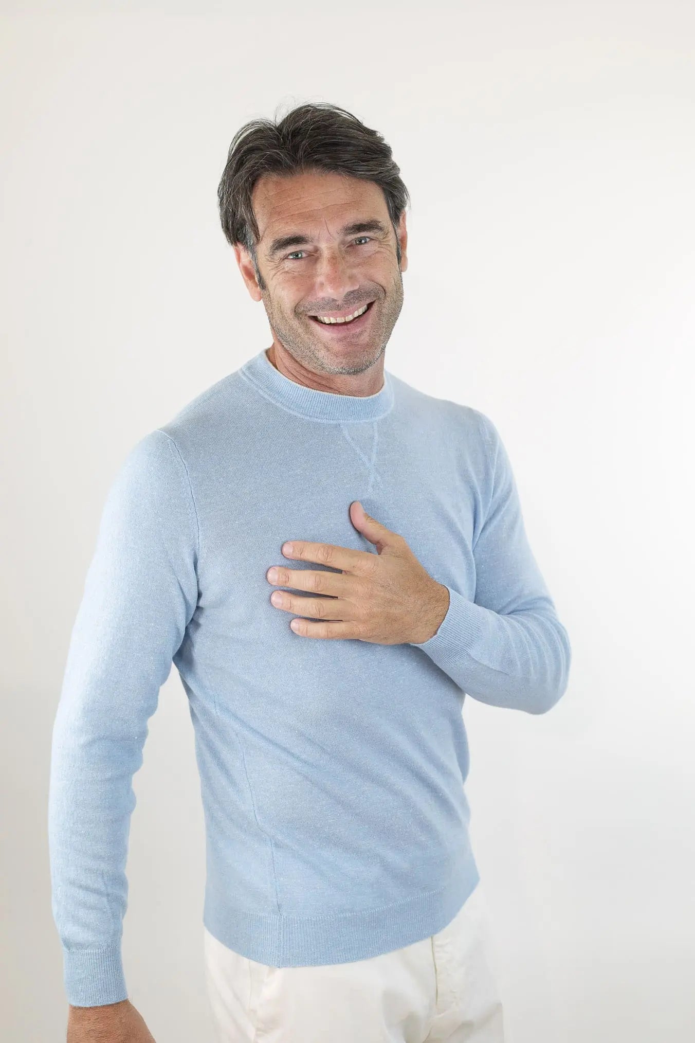 Girocollo David Cashmere e Lino Bicolore - Guarino Store