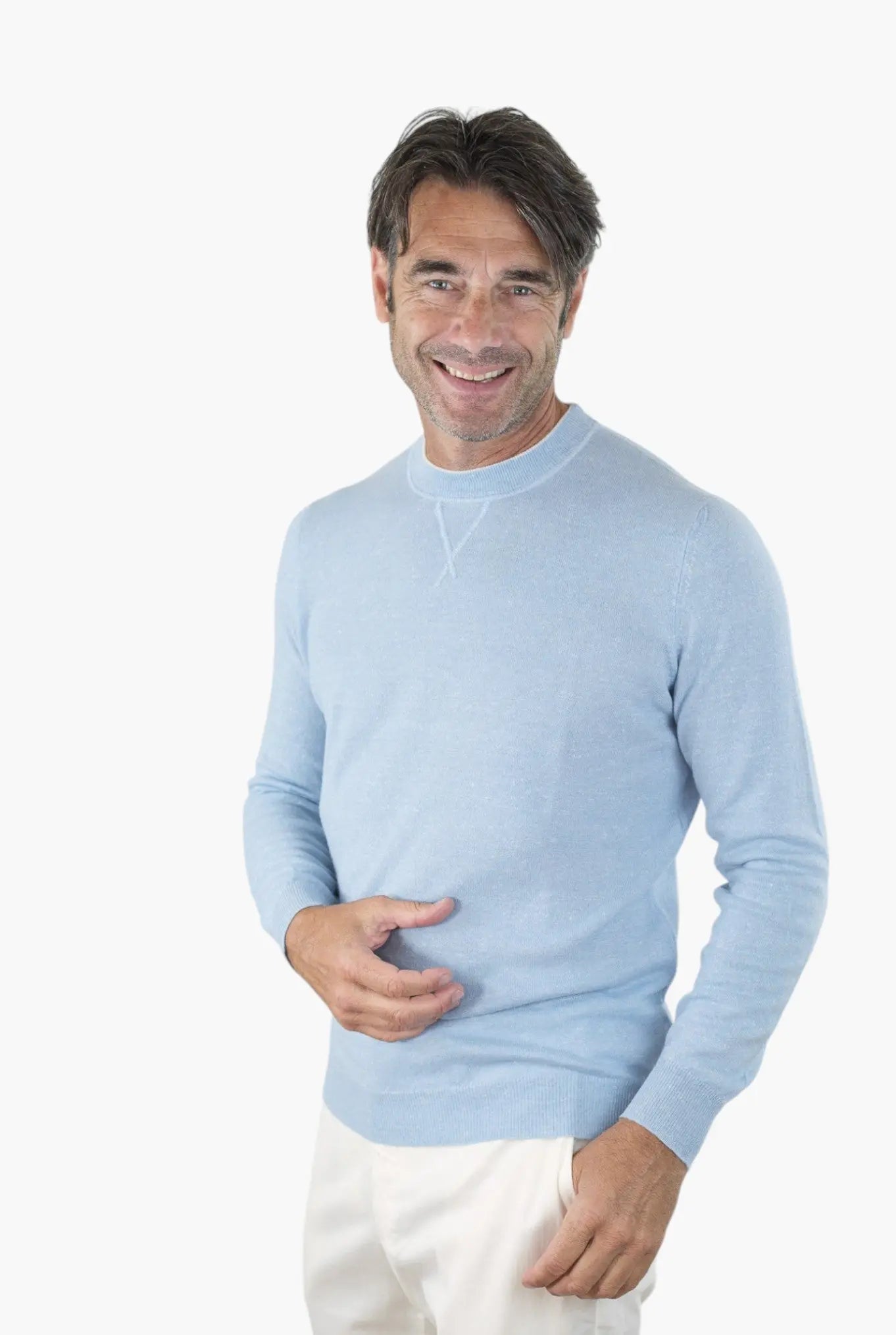 Girocollo David Cashmere e Lino Bicolore - Guarino Store