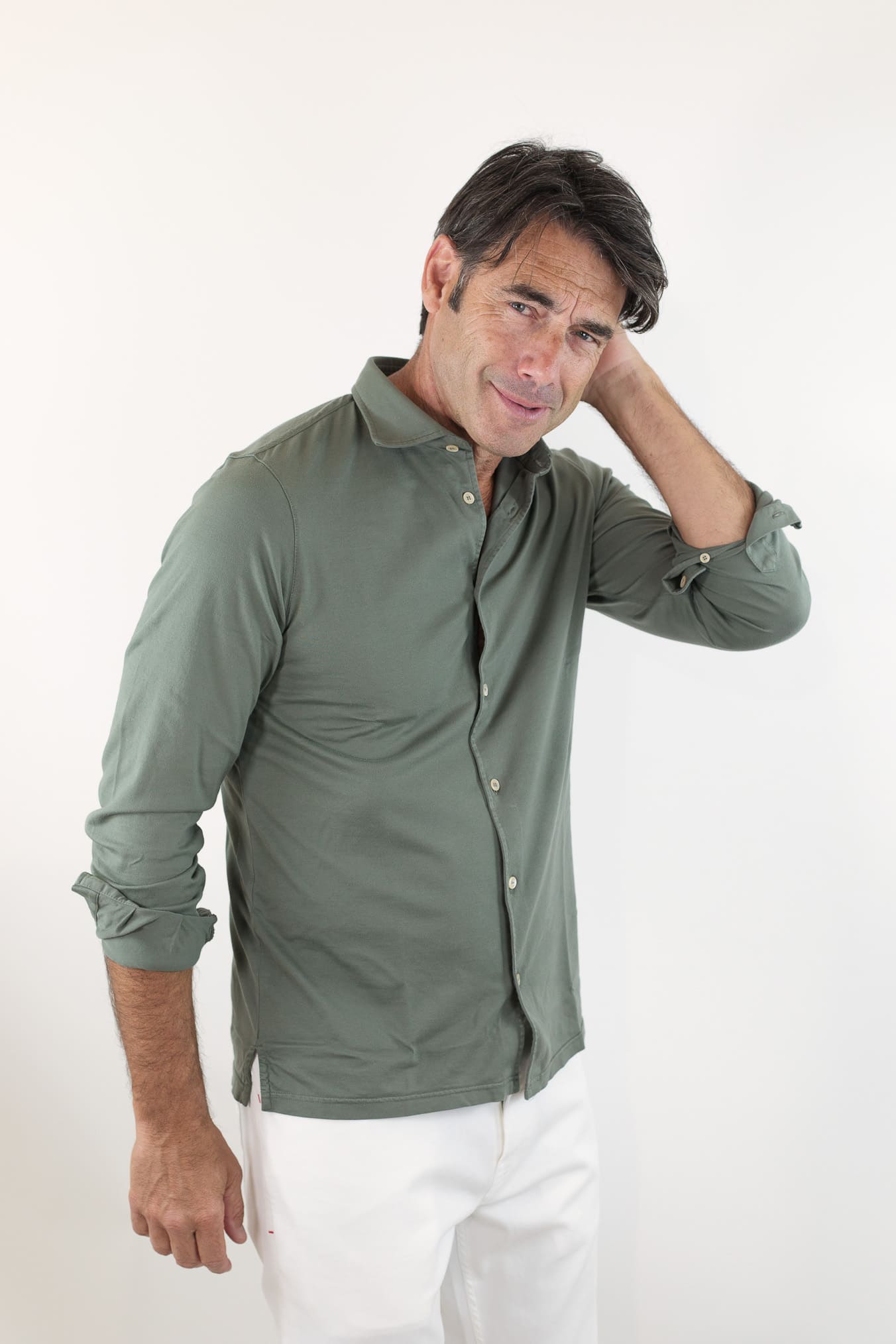 FEDELI Camicia mod. Jason Jersey Cotone Verde