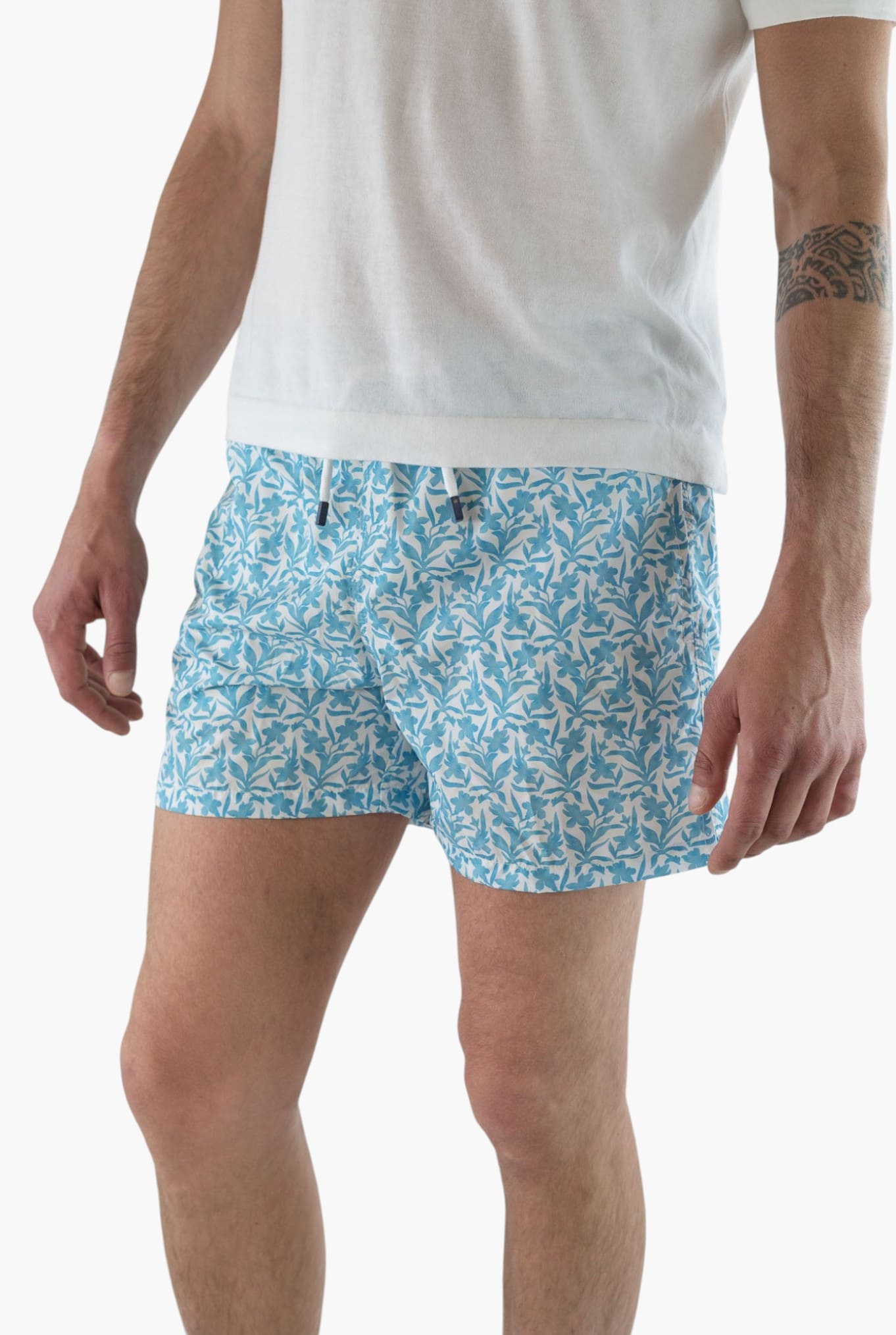 FEDELI Costume da Bagno Madeira Fiori Azzurri