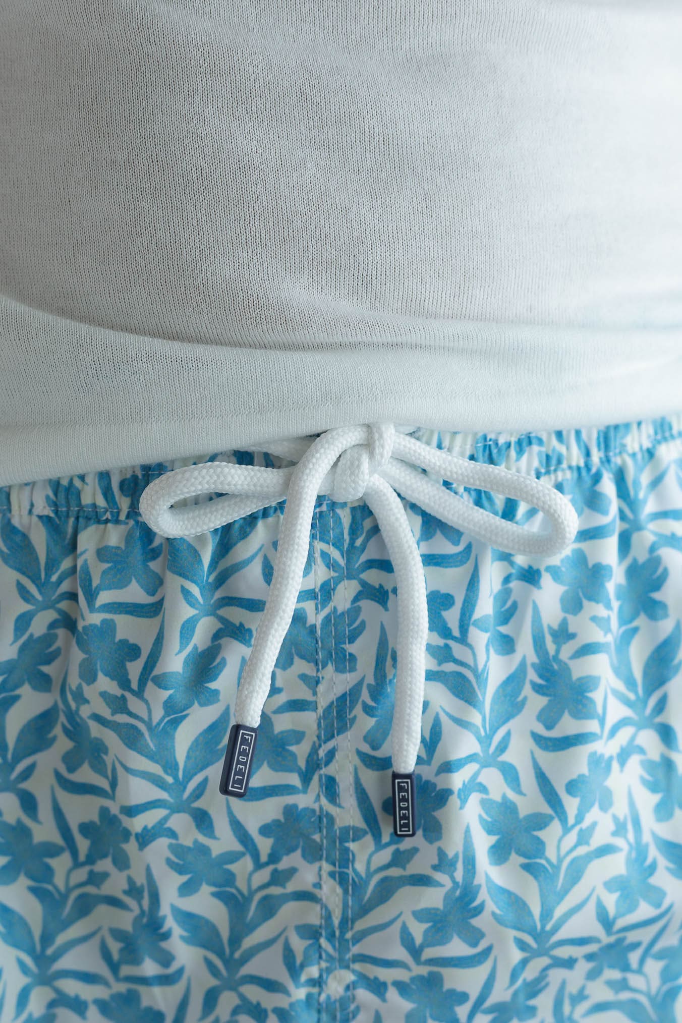 FEDELI Costume da Bagno Madeira Fiori Azzurri