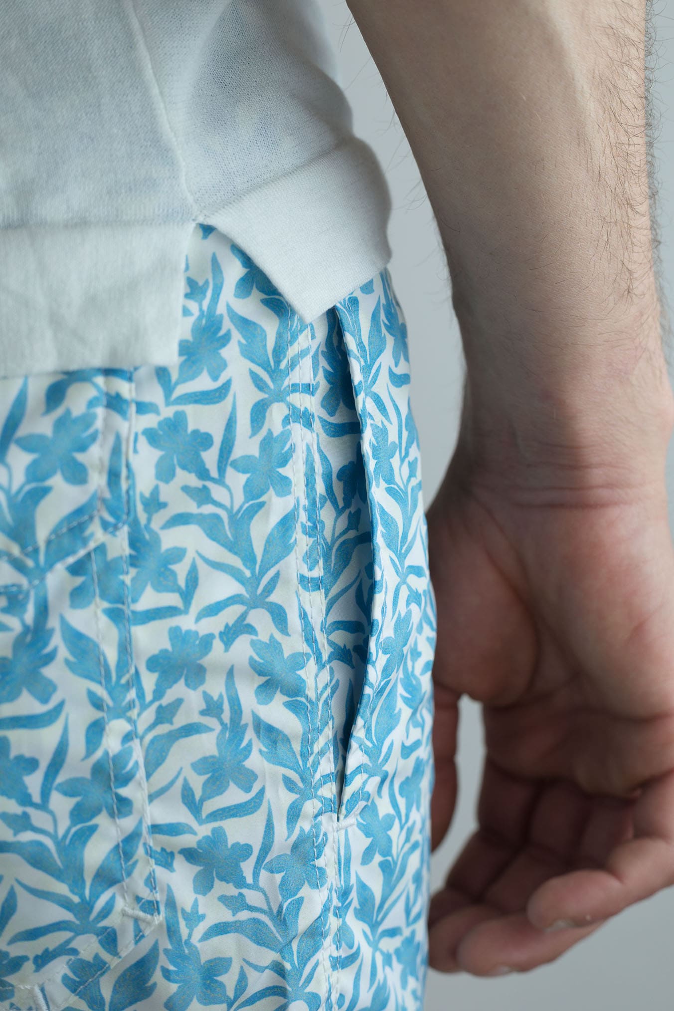 FEDELI Costume da Bagno Madeira Fiori Azzurri