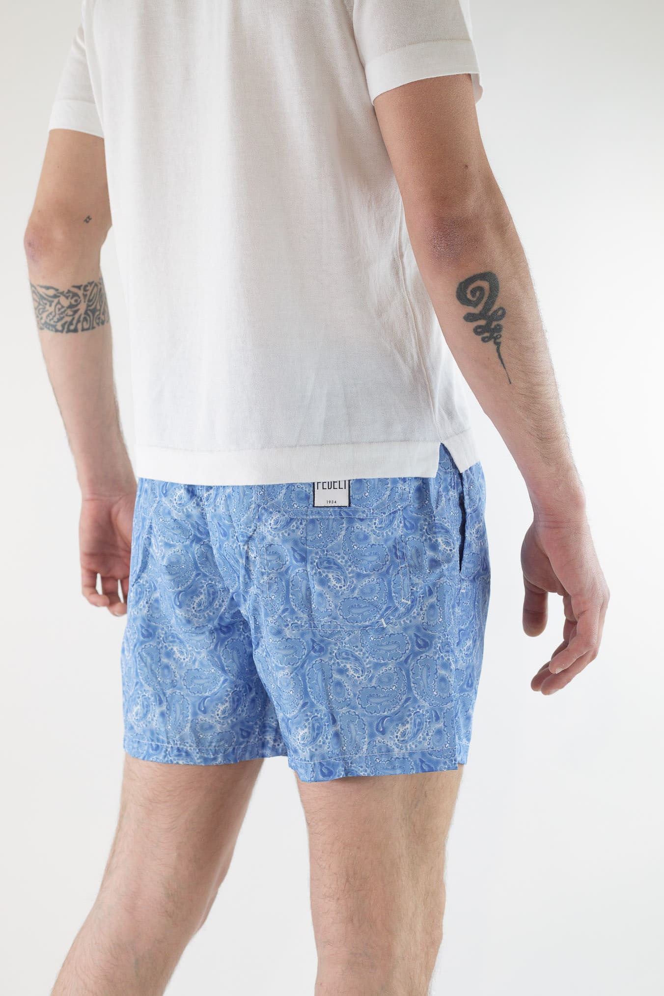 FEDELI Costume da Bagno Madeira Azzurro Fantasia