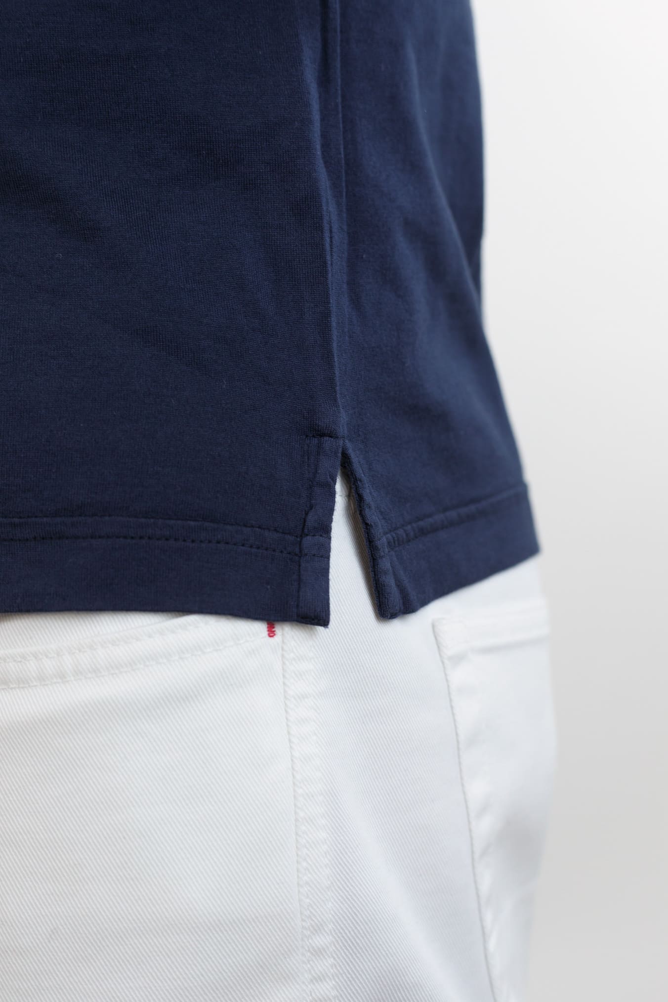 FEDELI Polo Maniche Lunghe Jersey Cotone Blu Navy