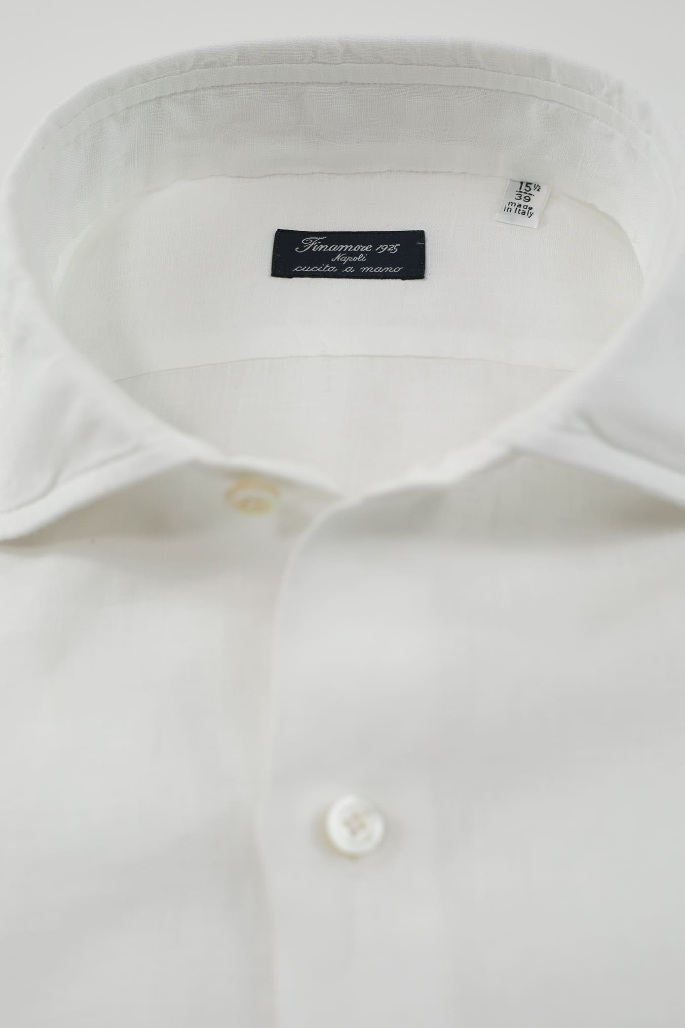 FINAMORE Camicia Napoli Lino Bianco