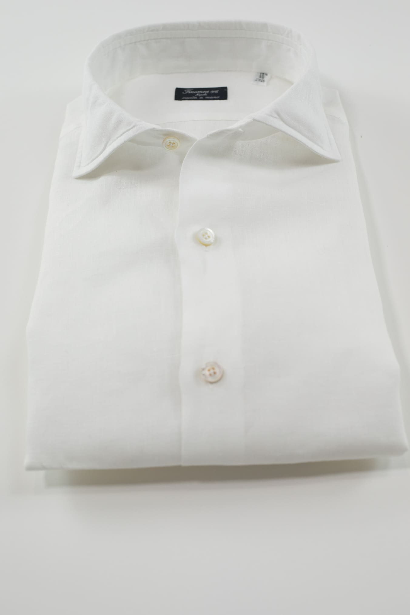 FINAMORE Camicia Napoli Lino Bianco