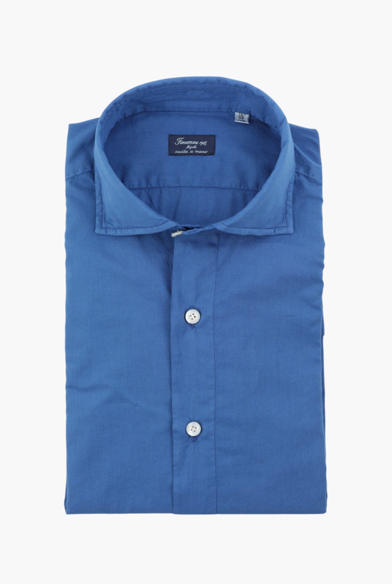 FINAMORE Camicia Napoli Cotone Superlight Dyed Blu