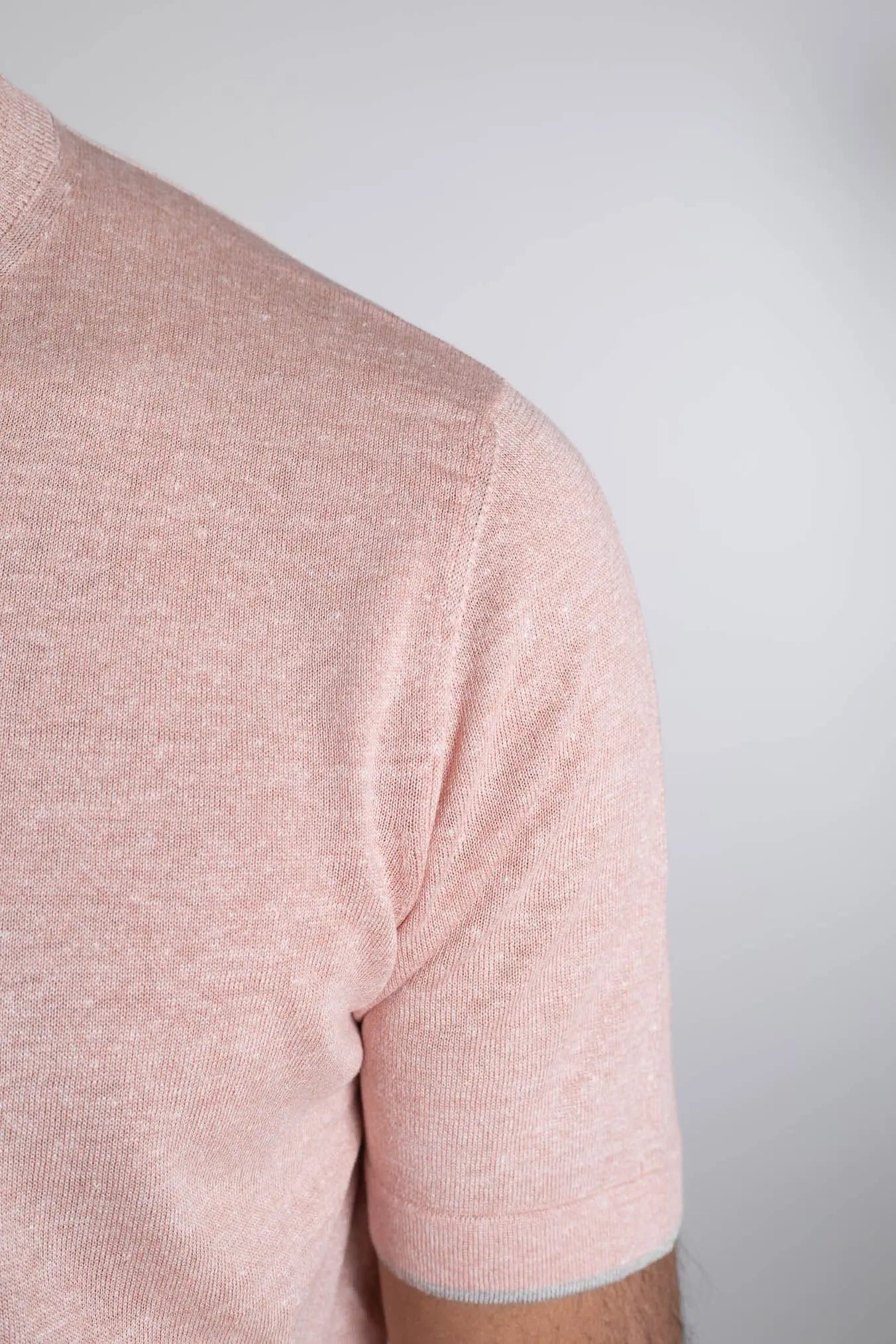 FIORONI Girocollo Doppio Collo Lino Cotone Rosa