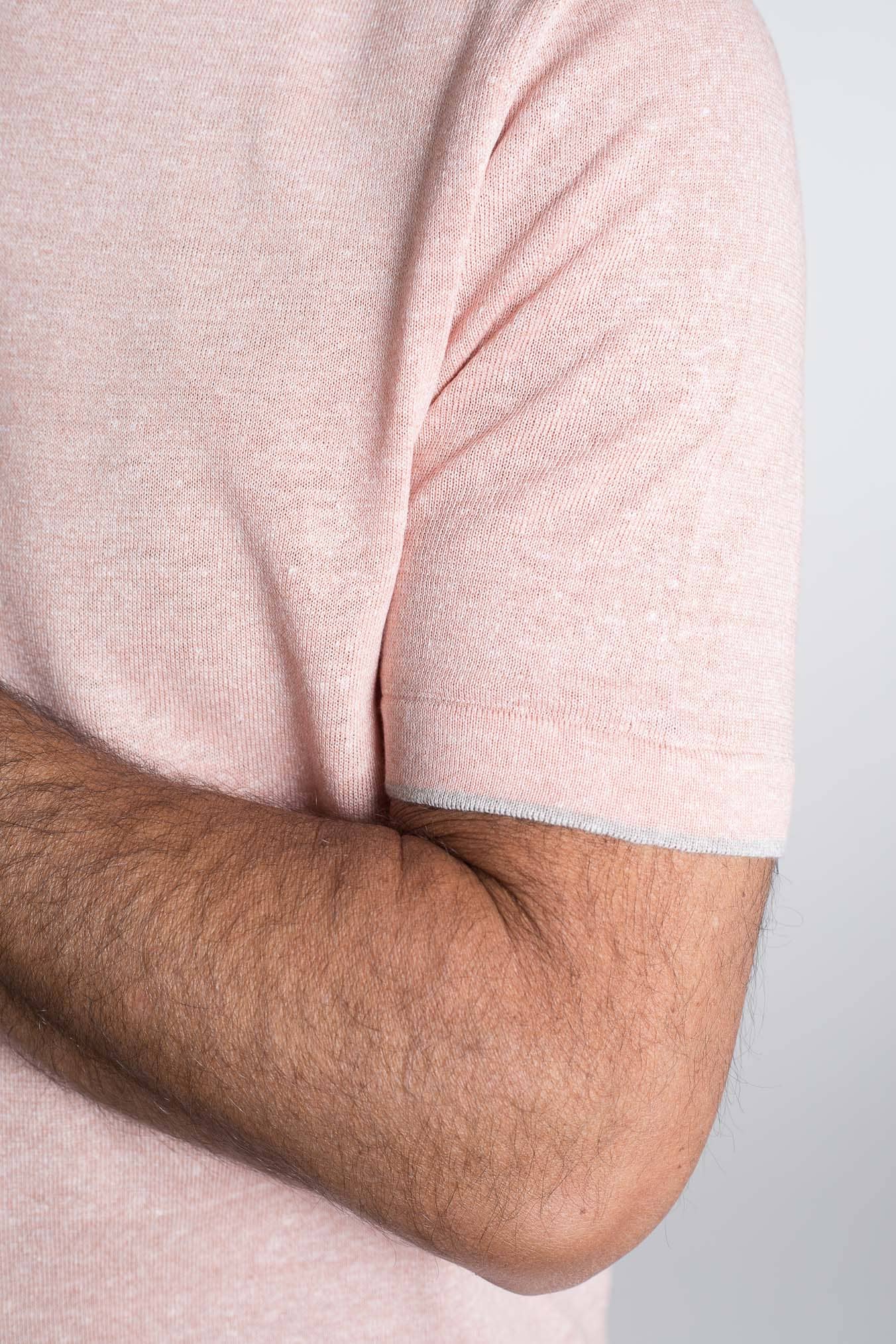 FIORONI Girocollo Doppio Collo Lino Cotone Rosa