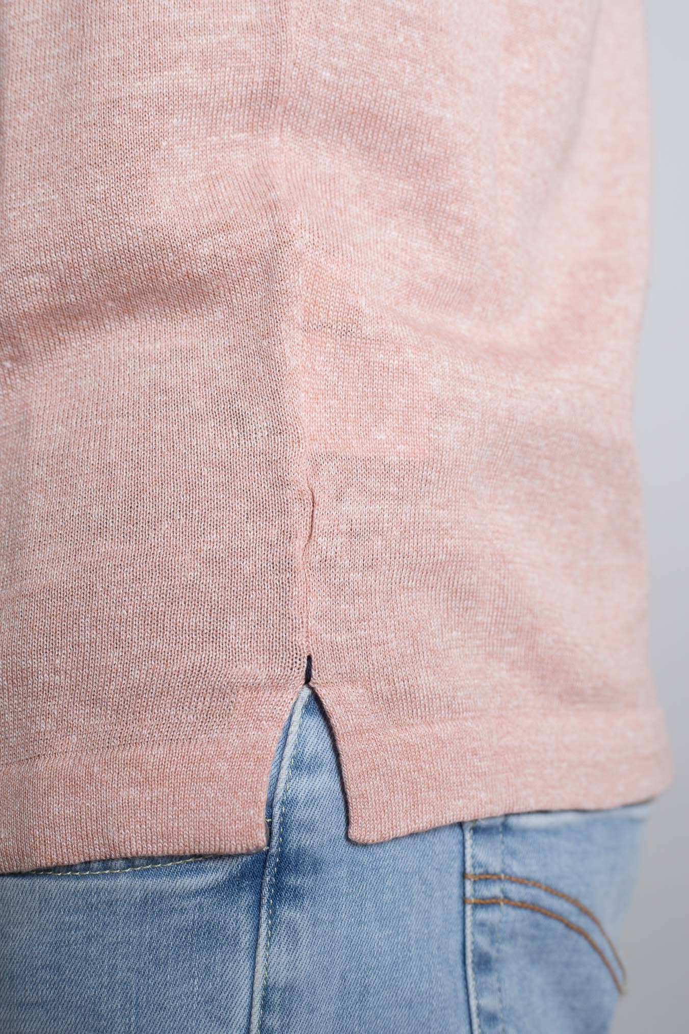 FIORONI Girocollo Doppio Collo Lino Cotone Rosa