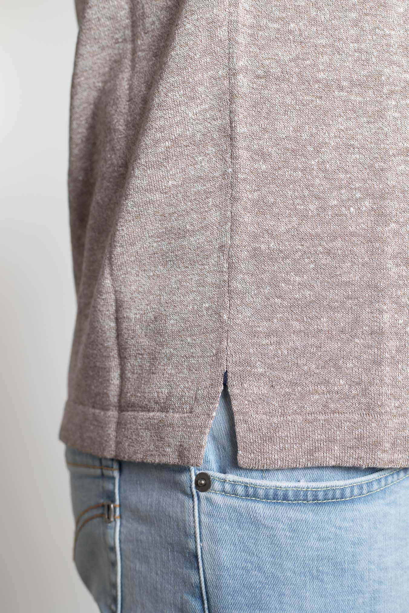 FIORONI Girocollo Doppio Collo Lino Cotone Tortora