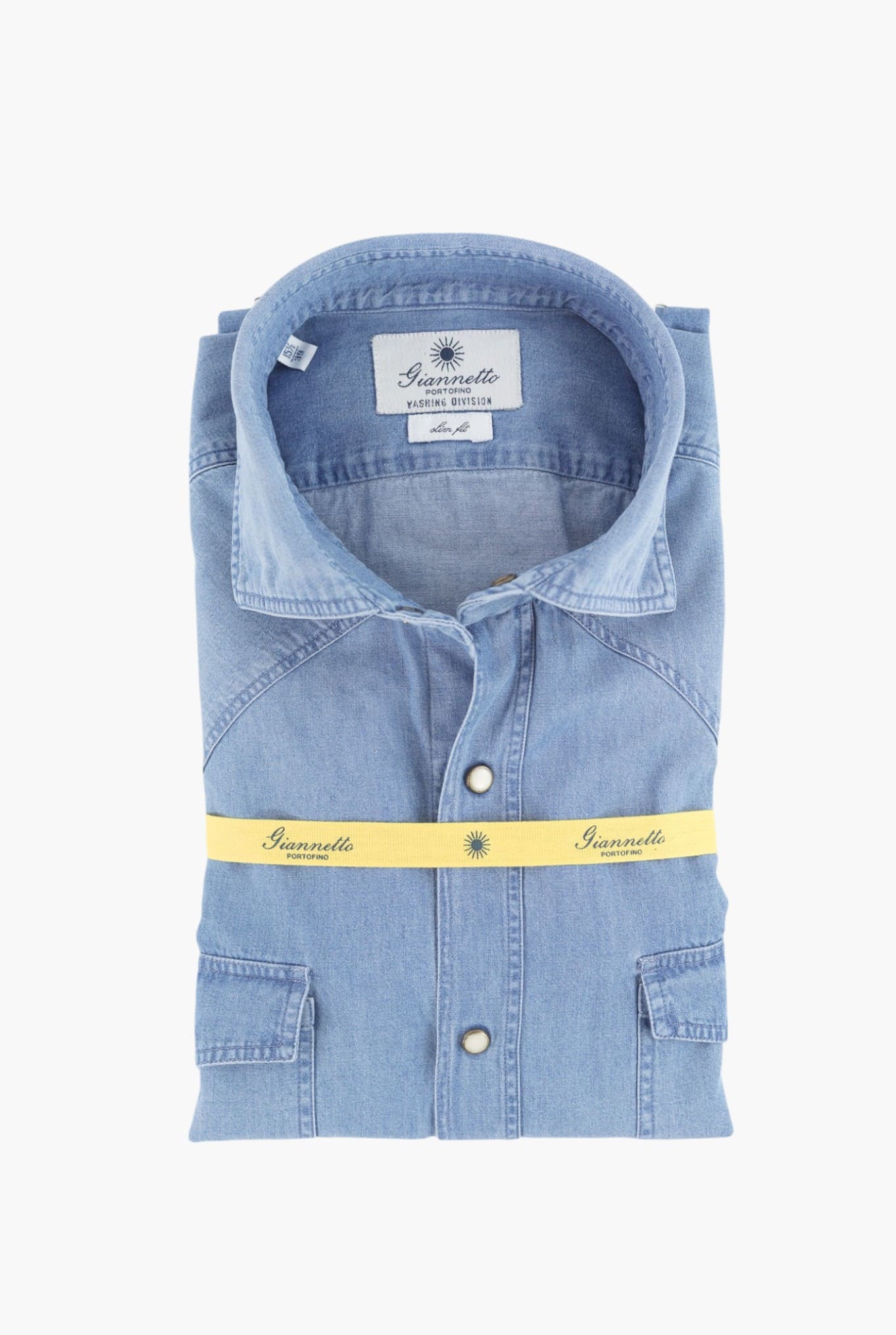 GIANNETTO PORTOFINO Camicia Texana Denim Marmorizzato Comfort Fit