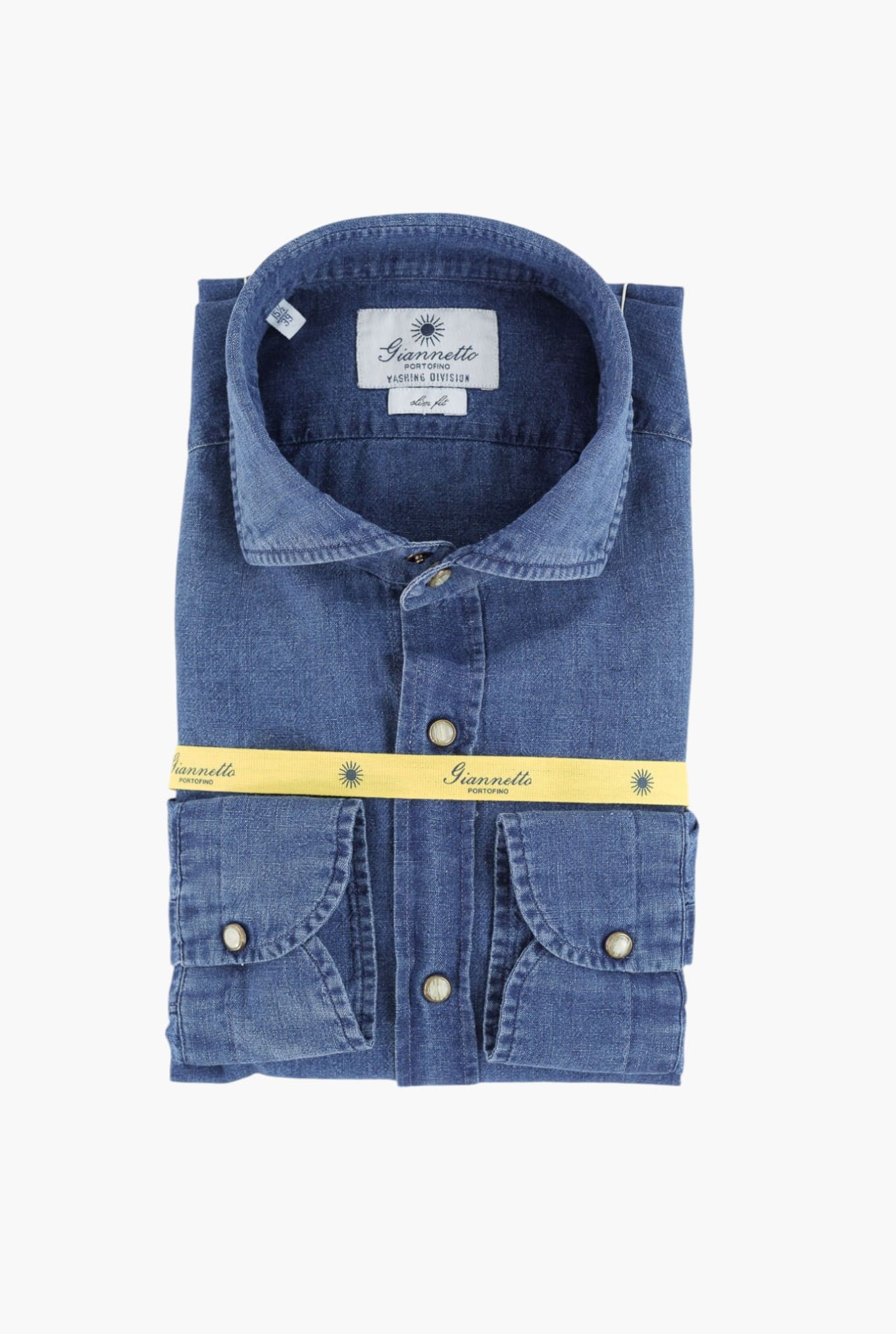 GIANNETTO PORTOFINO Camicia Denim Lino Cotone Comfort Fit