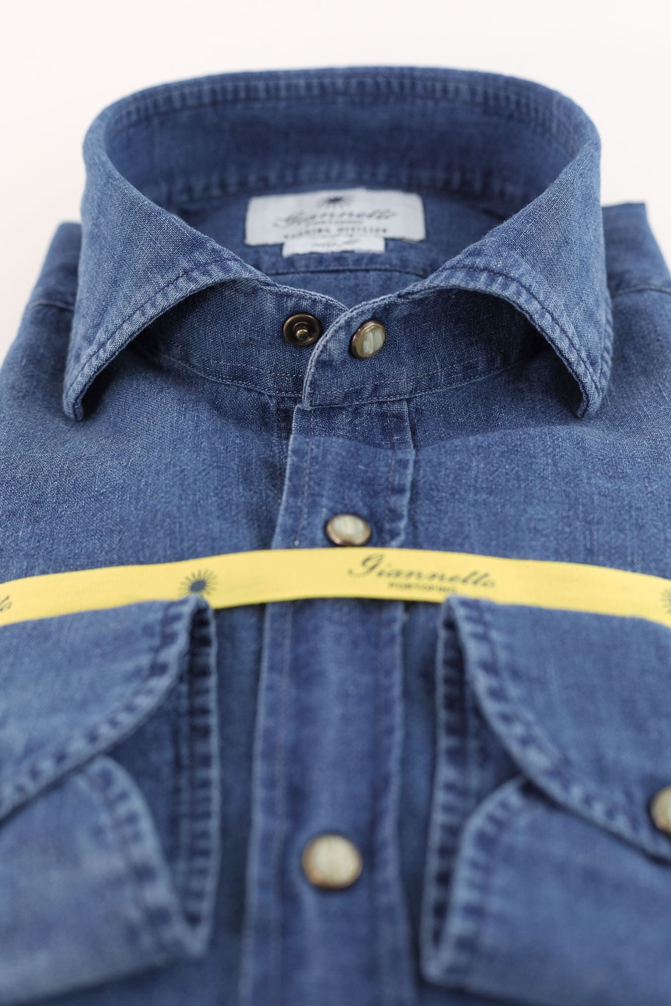GIANNETTO PORTOFINO Camicia Denim Lino Cotone Comfort Fit