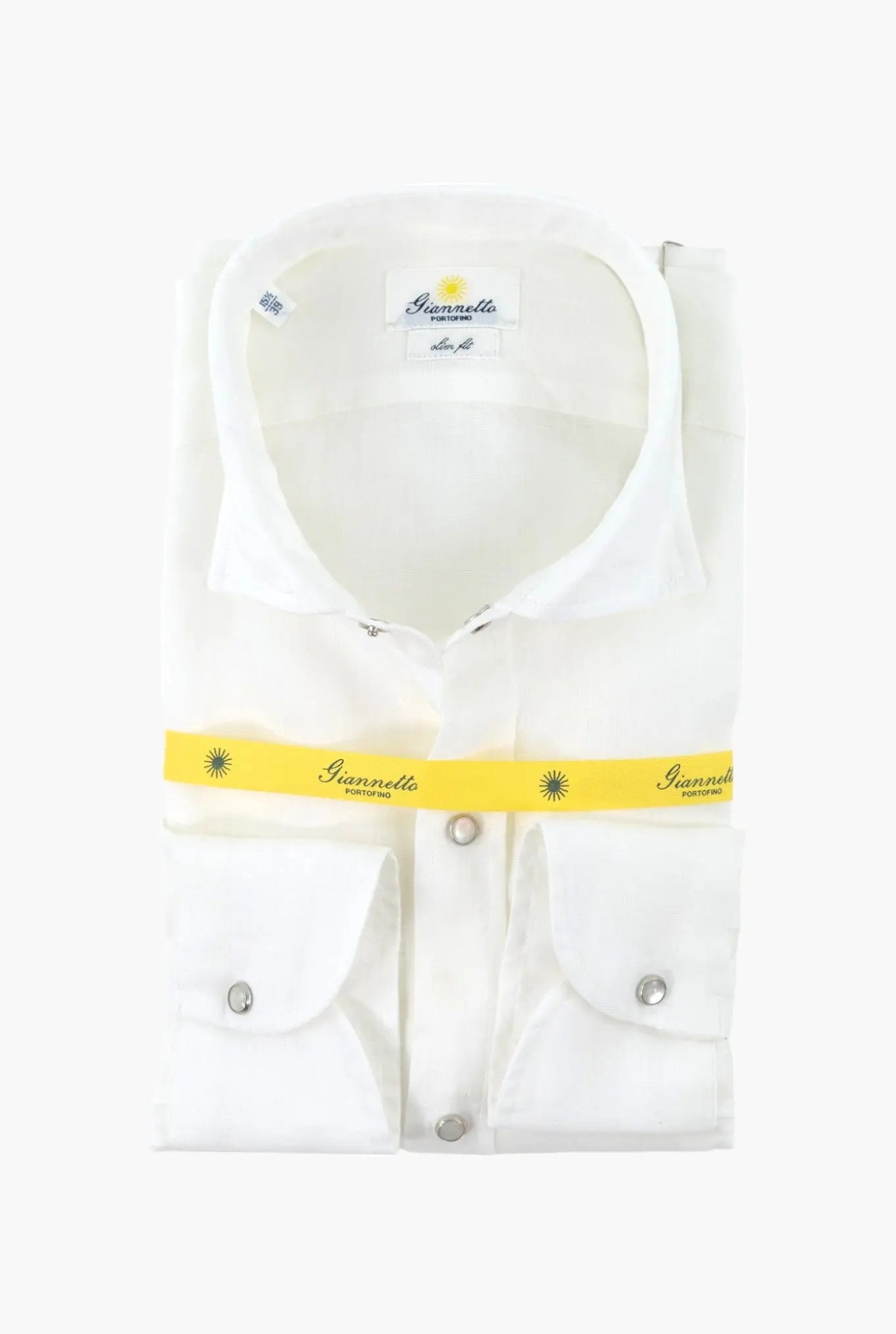 GIANNETTO PORTOFINO Camicia Lino Texana Bianco Comfort Fit