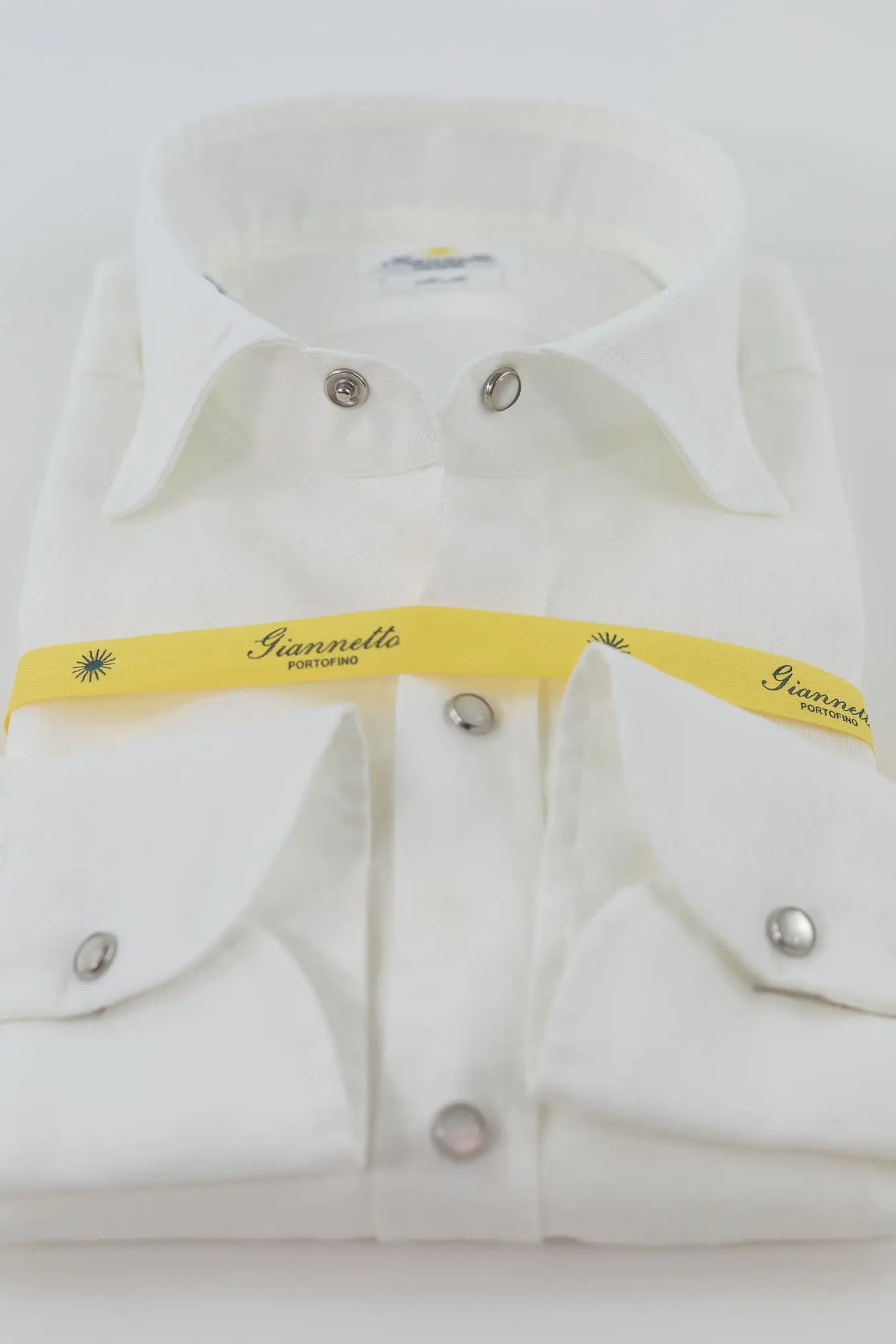 GIANNETTO PORTOFINO Camicia Lino Texana Bianco Comfort Fit