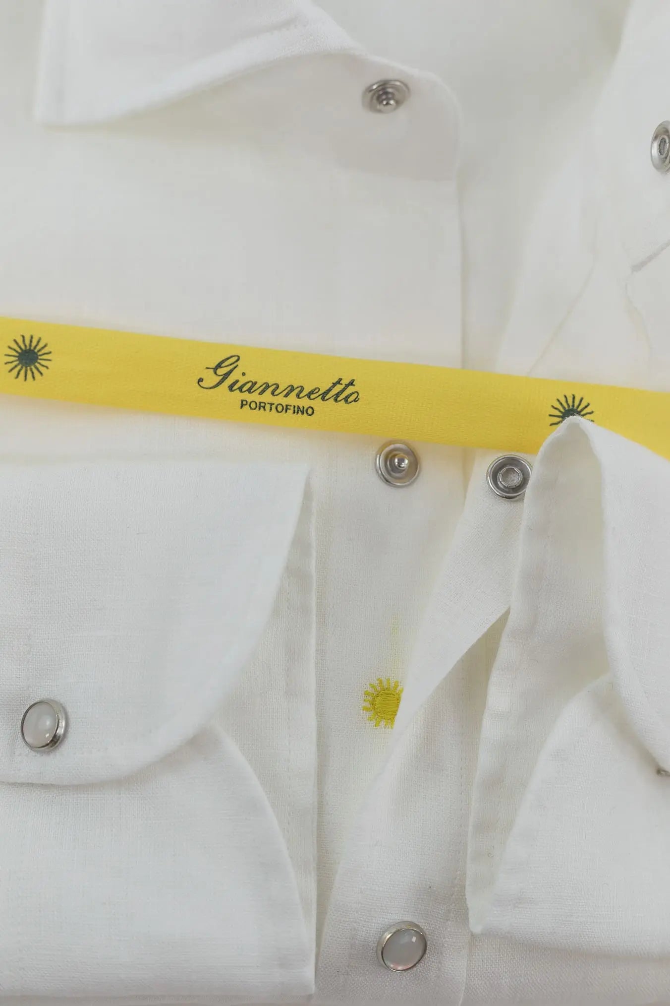 GIANNETTO PORTOFINO Camicia Lino Texana Bianco Comfort Fit