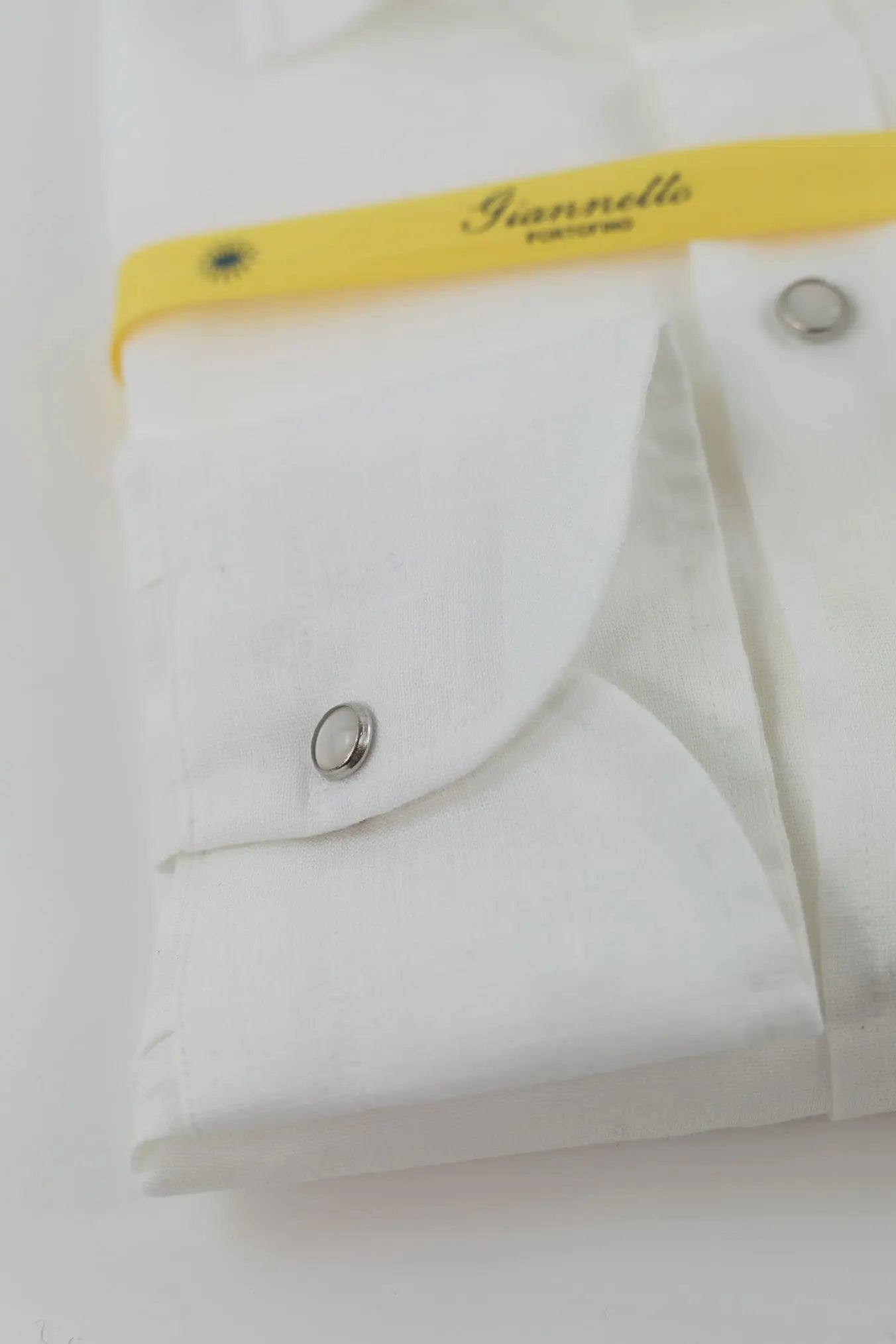 GIANNETTO PORTOFINO Camicia Lino Texana Bianco Comfort Fit