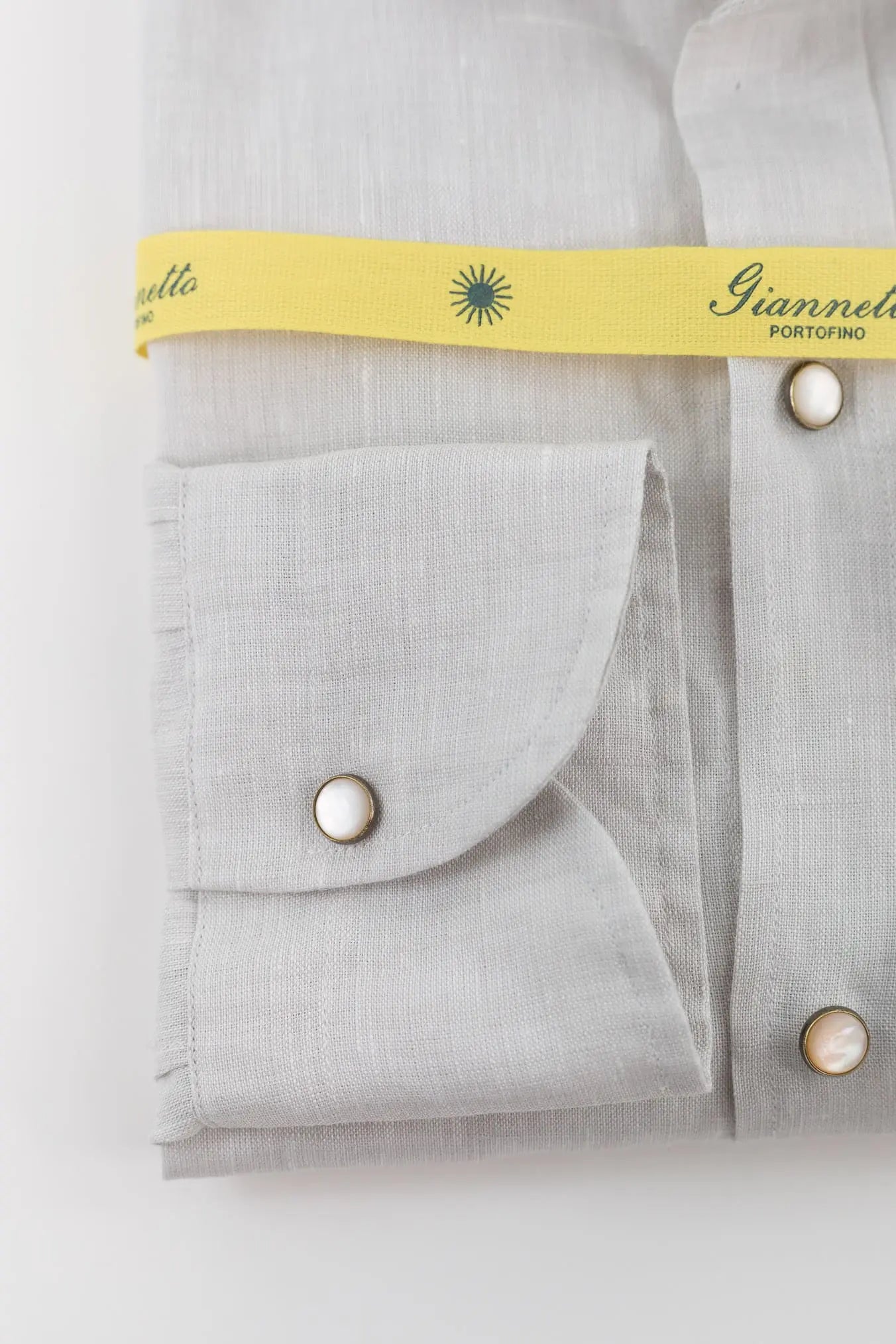 GIANNETTO PORTOFINO Camicia Lino Texana Beige Comfort Fit