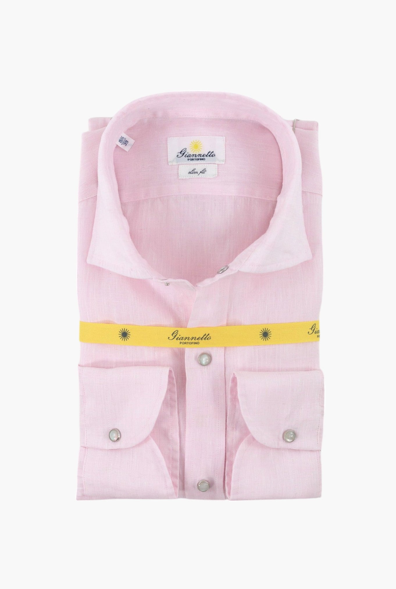 GIANNETTO PORTOFINO Camicia Lino Texana Rosa Comfort Fit
