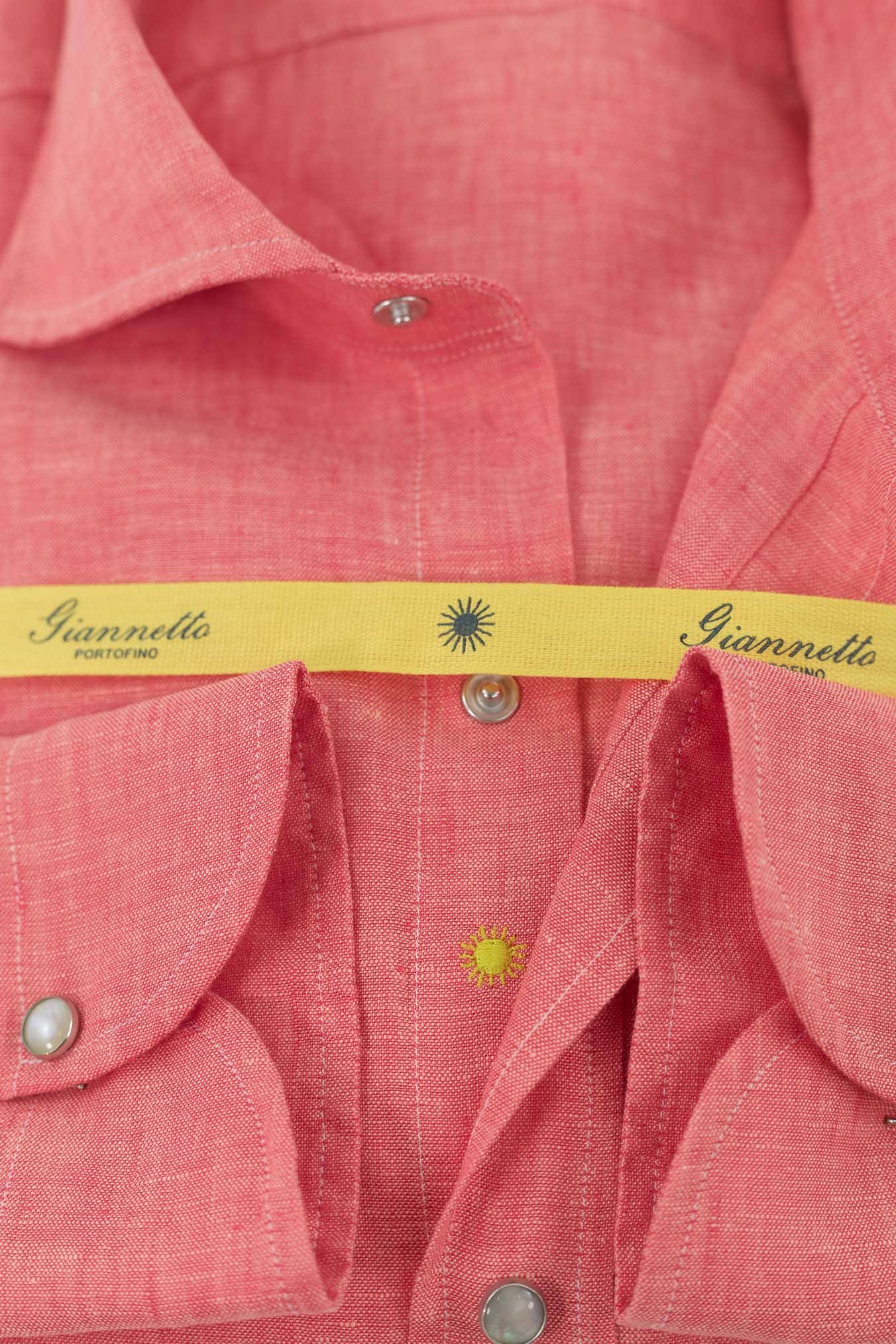 GIANNETTO PORTOFINO Camicia Lino Texana Pesca Comfort Fit