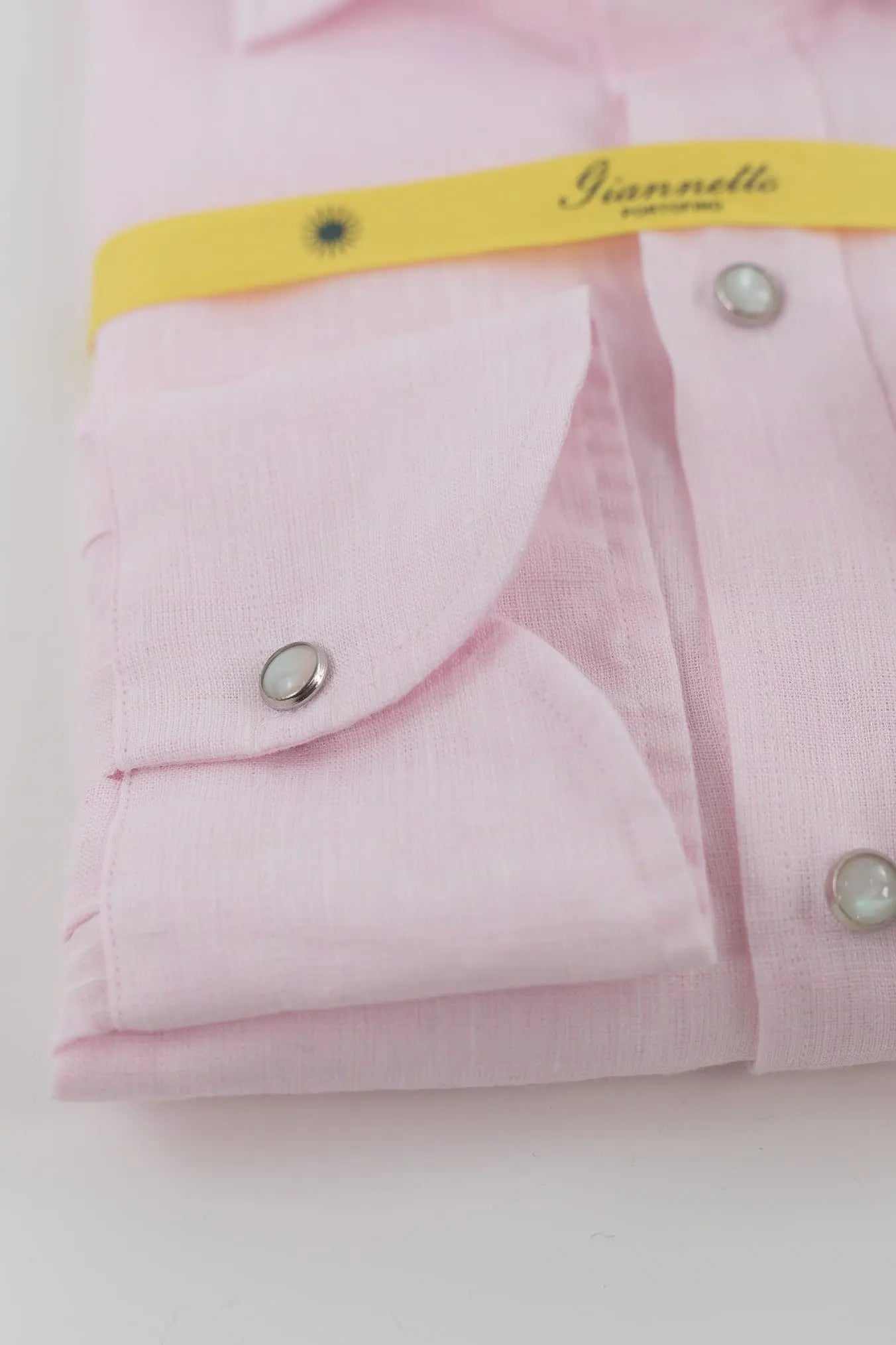 GIANNETTO PORTOFINO Camicia Lino Texana Rosa Slim Fit