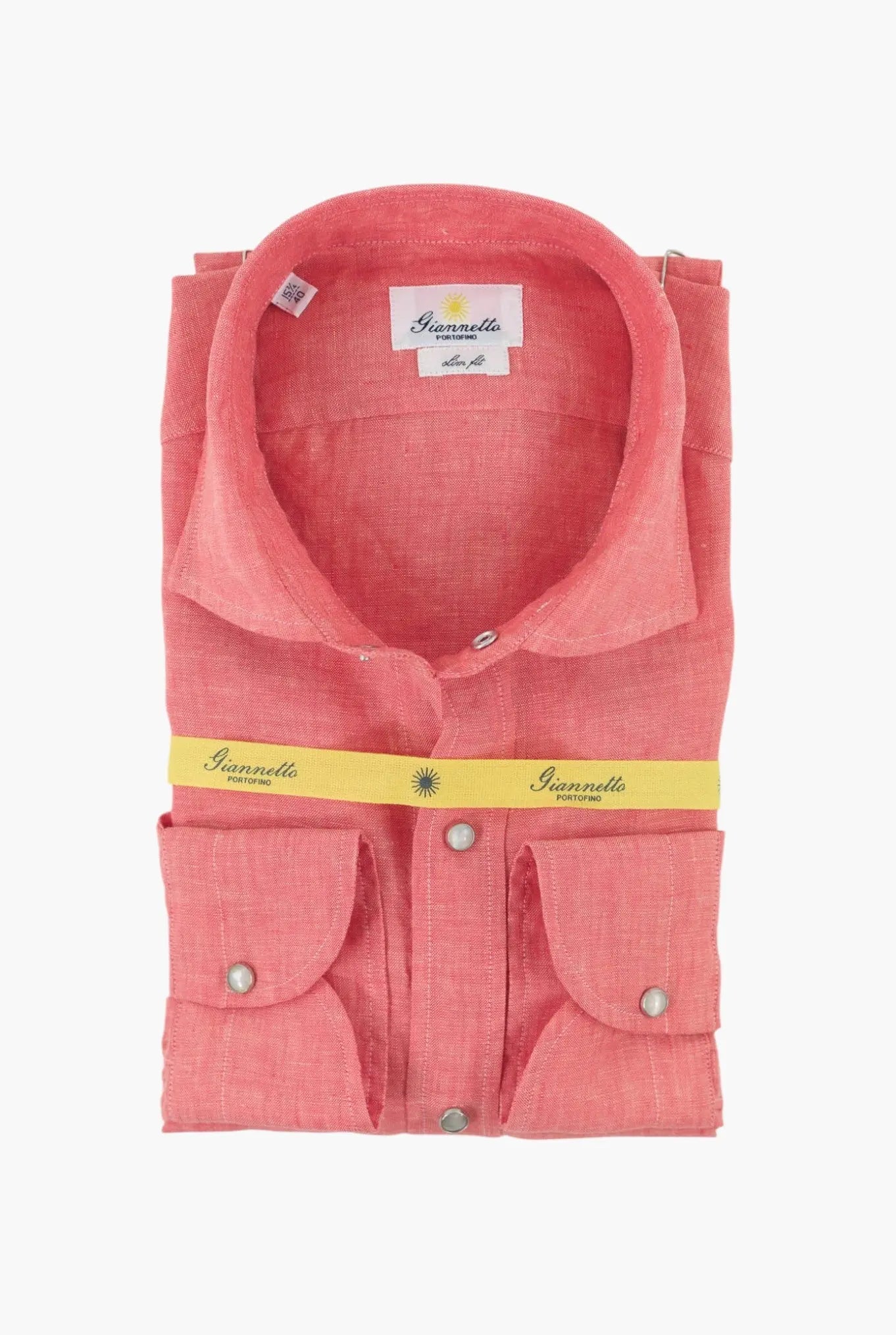 GIANNETTO PORTOFINO Camicia Lino Texana Pesca Slim Fit