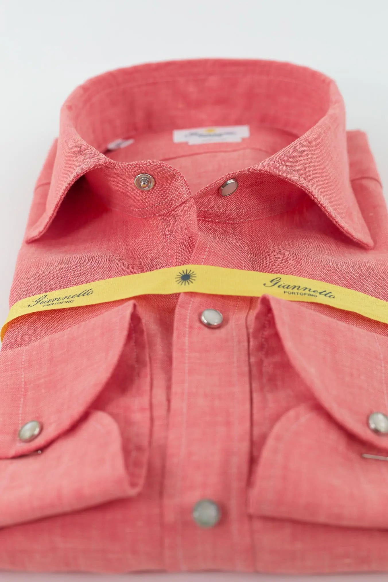 GIANNETTO PORTOFINO Camicia Lino Texana Pesca Slim Fit