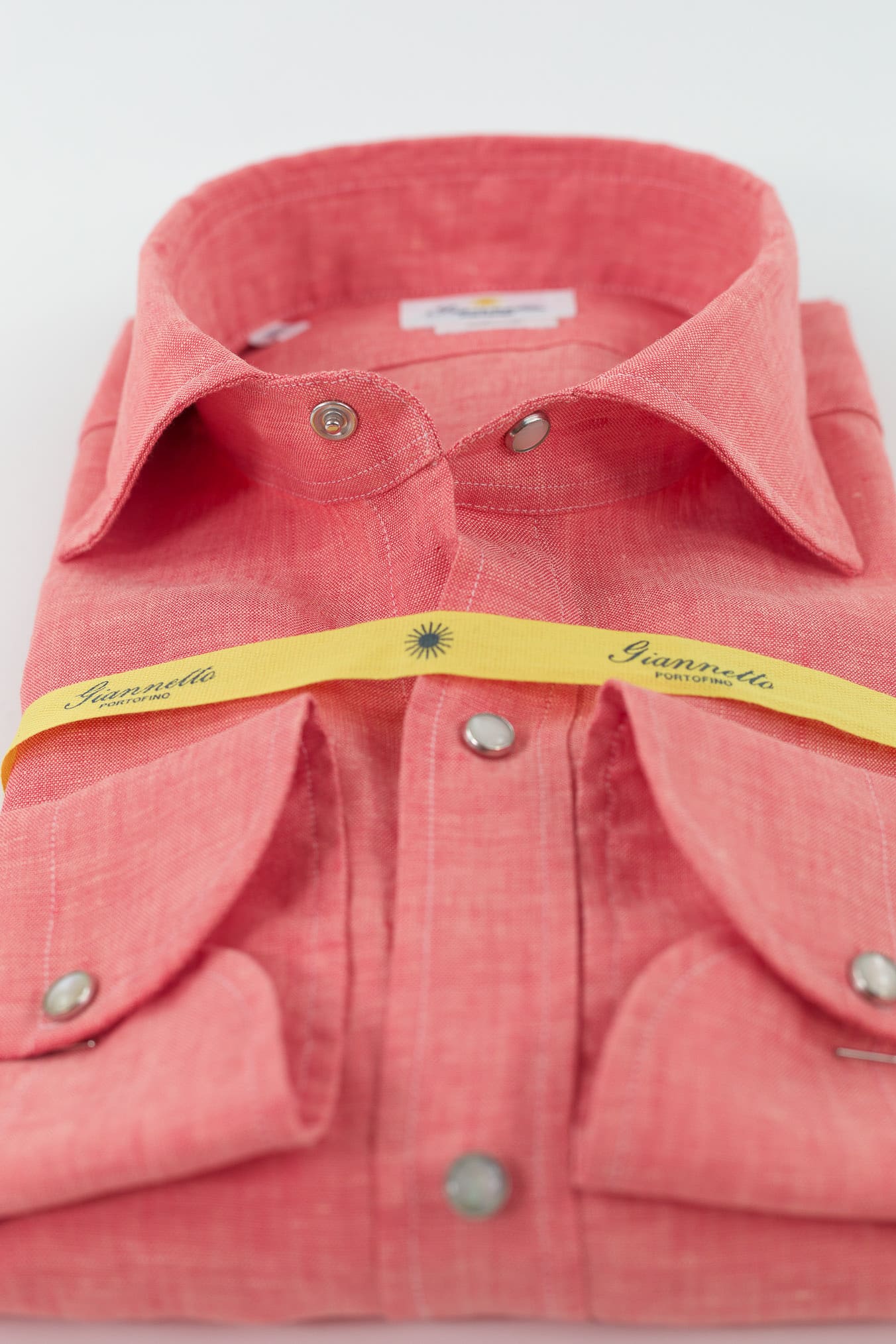 GIANNETTO PORTOFINO Camicia Lino Texana Pesca Slim Fit