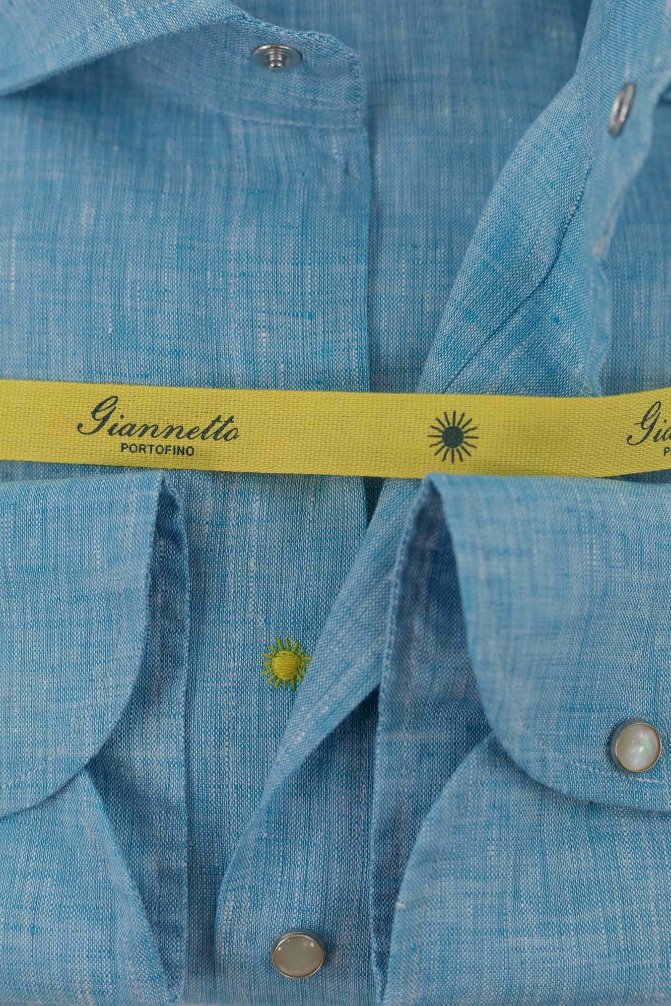 Camicia Lino Azzurro COMFORT FIT - Guarino Store