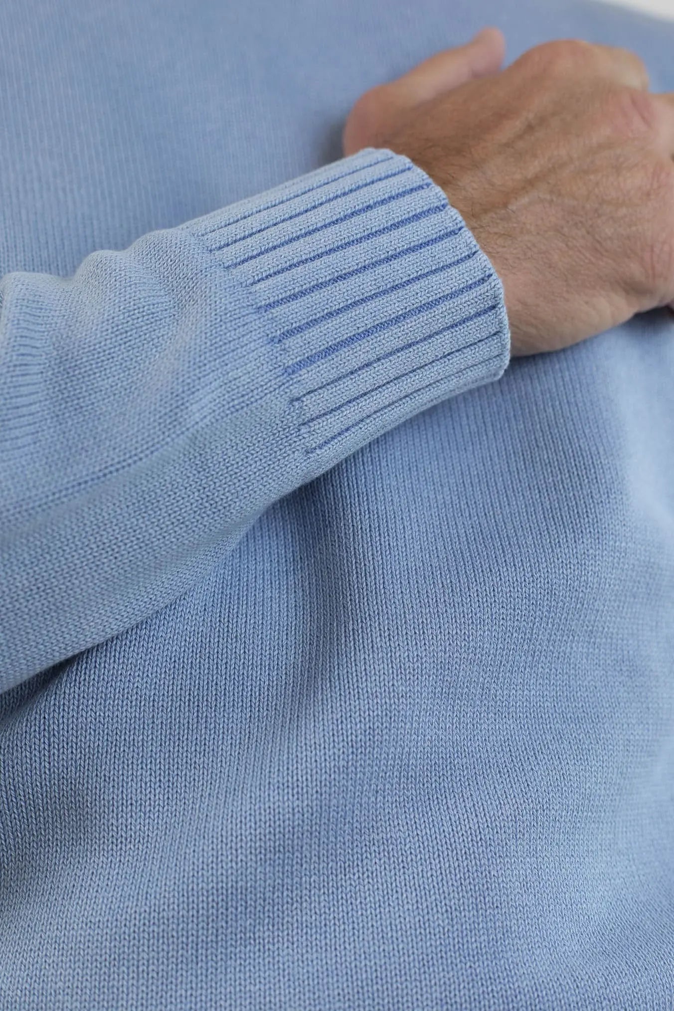 GUARINO Girocollo Cotone Washed Celeste