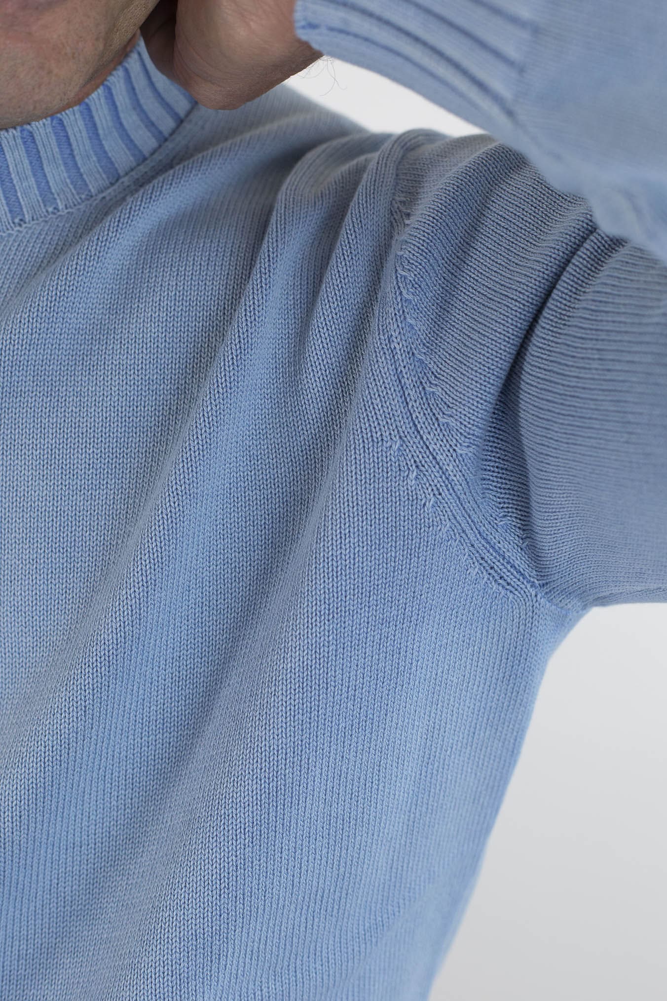 GUARINO Girocollo Cotone Washed Celeste