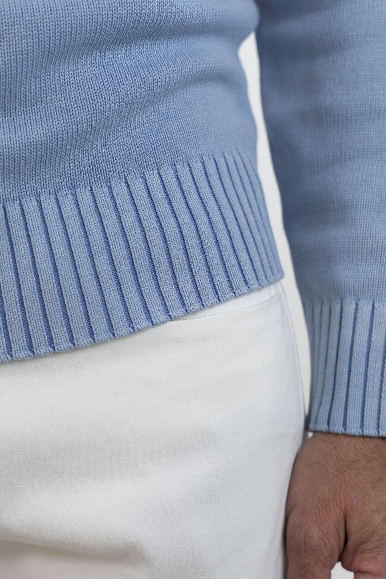 GUARINO Girocollo Cotone Washed Celeste